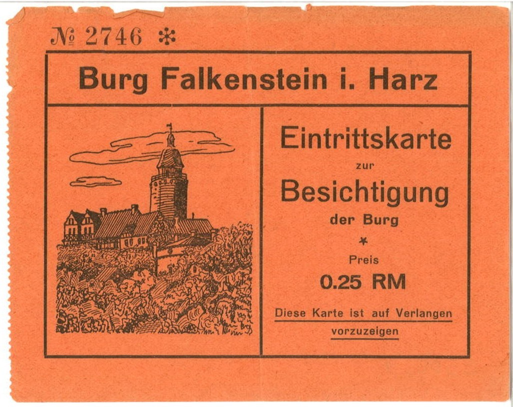 Eintrittskarte zur Besichtigung der Burg (Kulturstiftung Sachsen-Anhalt CC BY-NC-SA)
