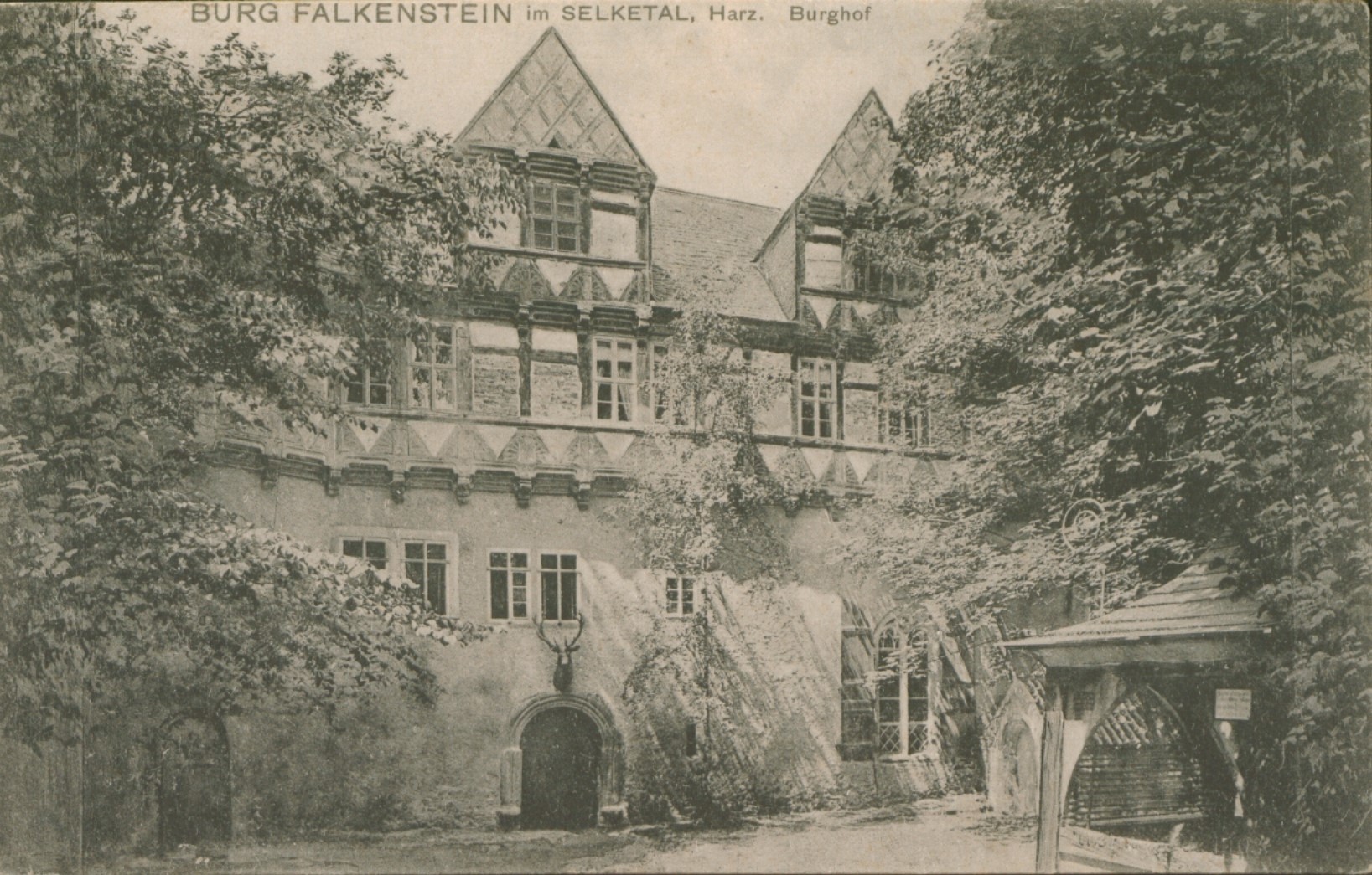 Ansichtskarte Burg Falkenstein im Selketal, Burghof. (Kulturstiftung Sachsen-Anhalt CC BY-NC-SA)