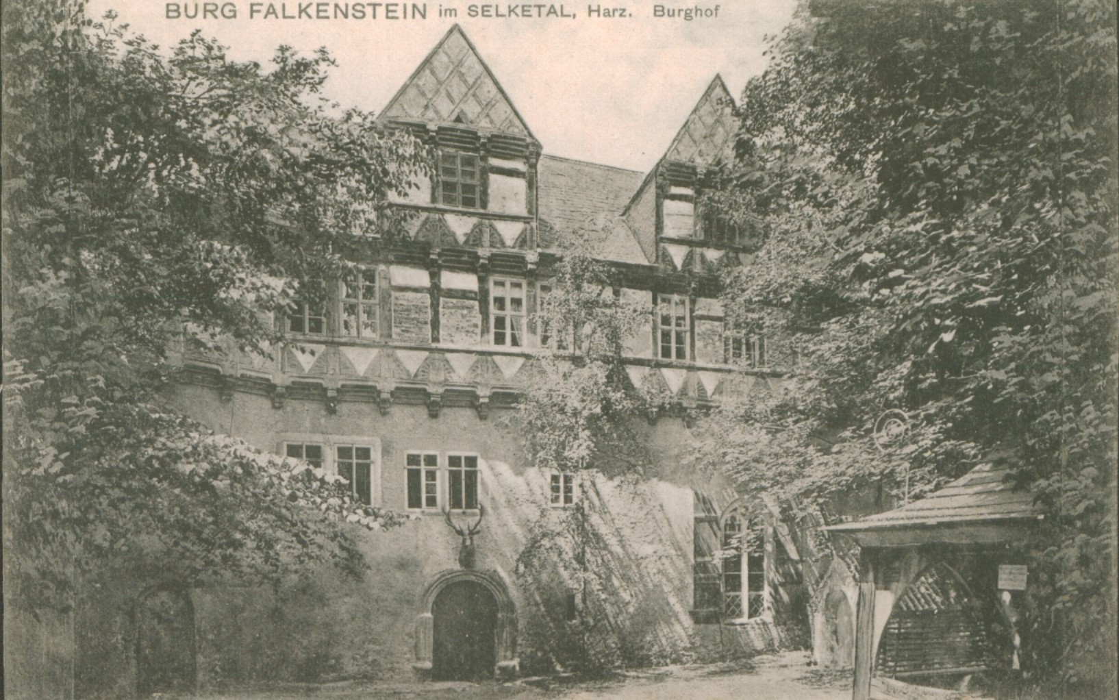 Ansichtskarte Burg Falkenstein im Selketal, Burghof. (Kulturstiftung Sachsen-Anhalt CC BY-NC-SA)