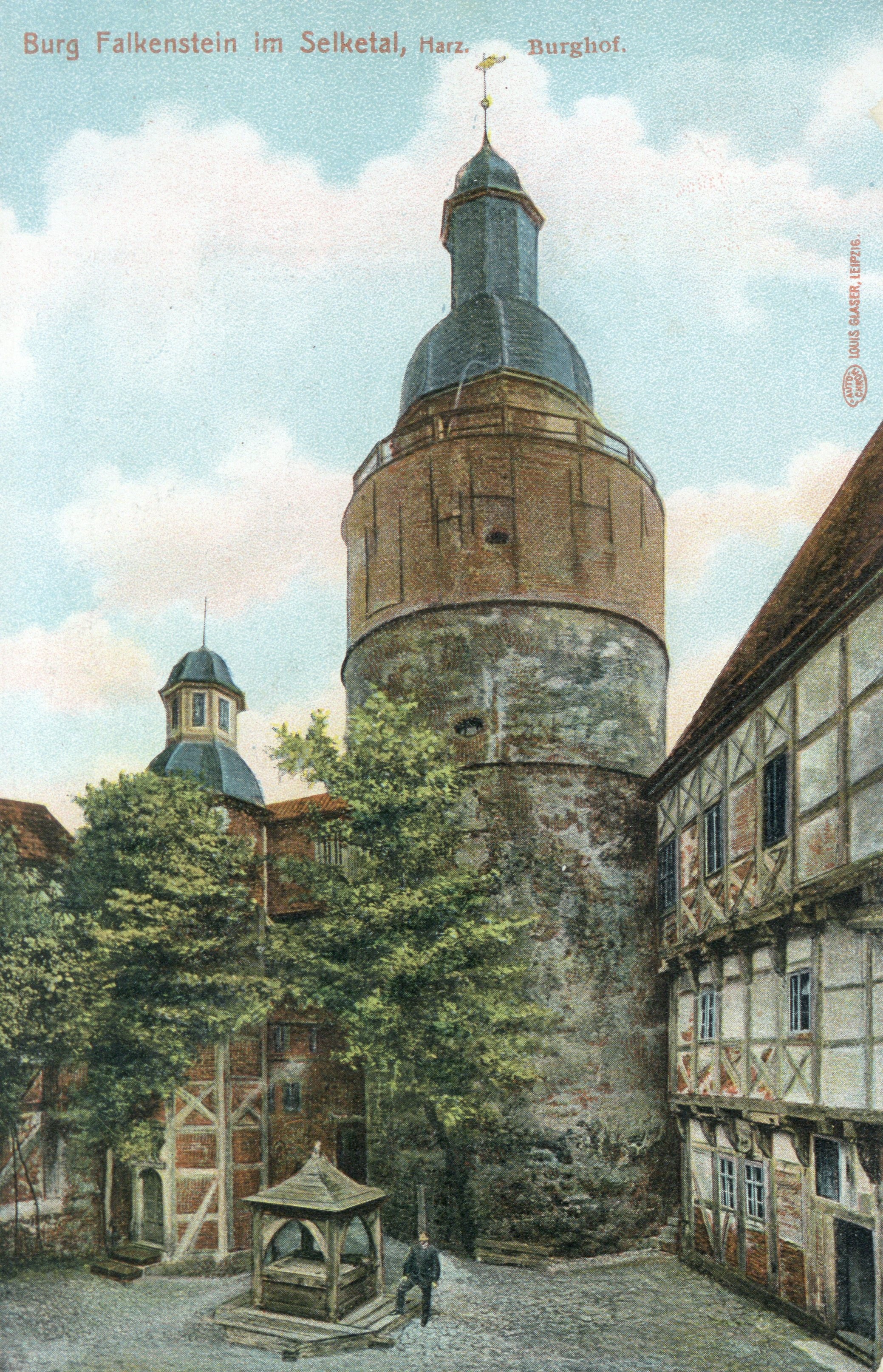 Ansichtskarte Burg Falkenstein im Selketal, Harz. Burghof. (Kulturstiftung Sachsen-Anhalt CC BY-NC-SA)