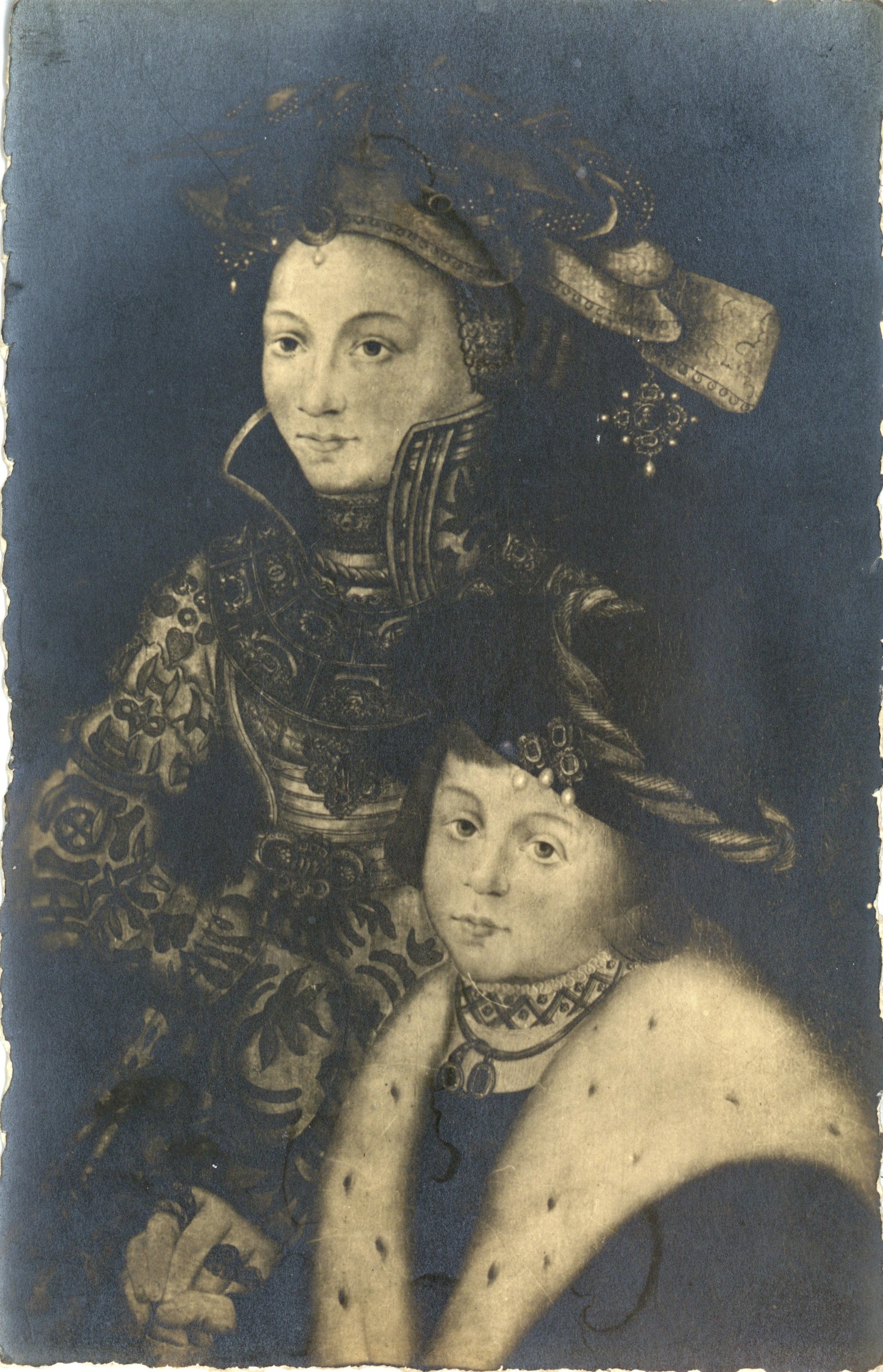 Ansichtskarte: Gemälde einer Fürstin mit Sohn (Kulturstiftung Sachsen-Anhalt CC BY-NC-SA)