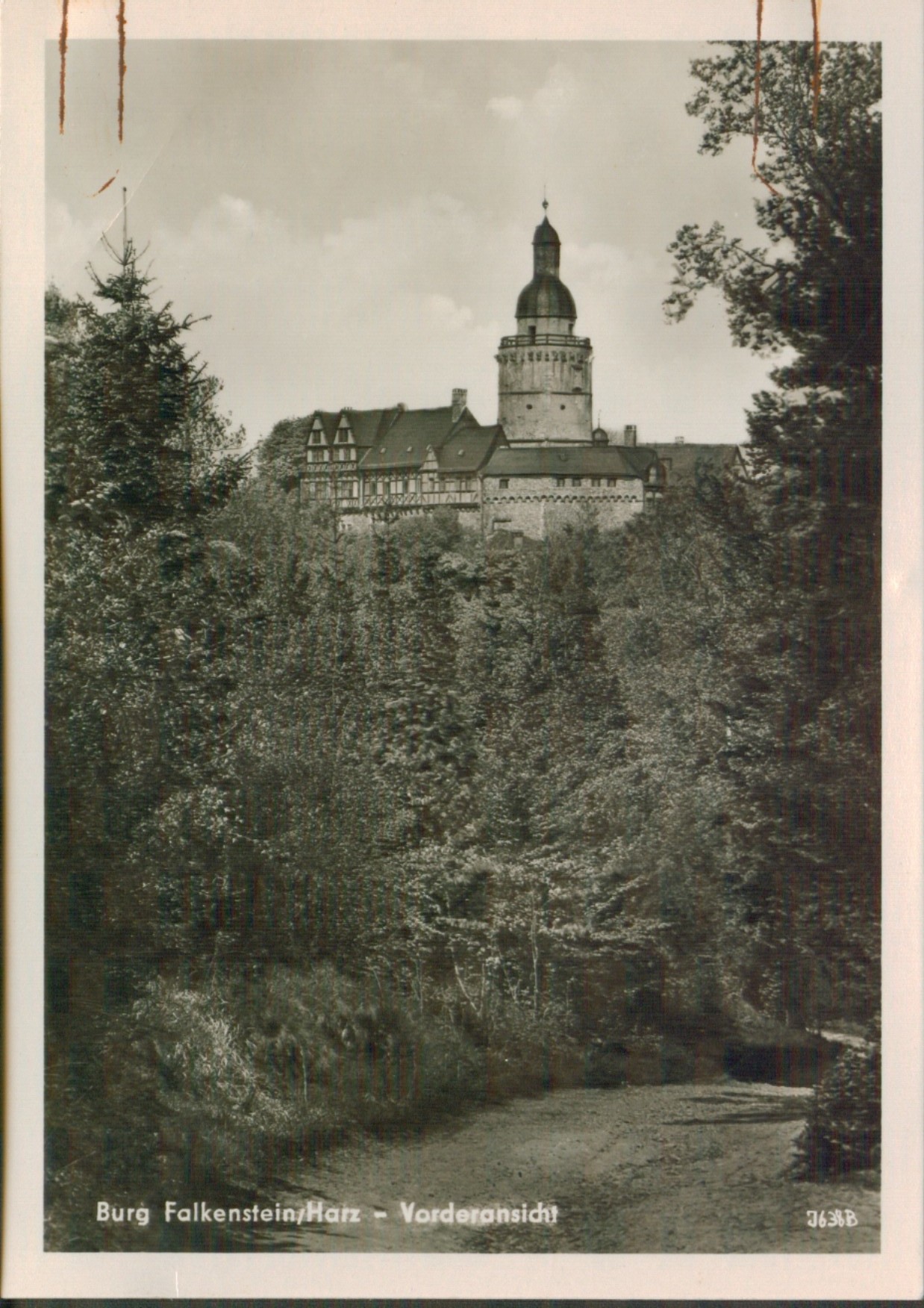 Ansichtskarte: Burg Falkenstein / Harz - Vorderansicht (Kulturstiftung Sachsen-Anhalt - Museum Burg Falkenstein CC BY-NC-SA)