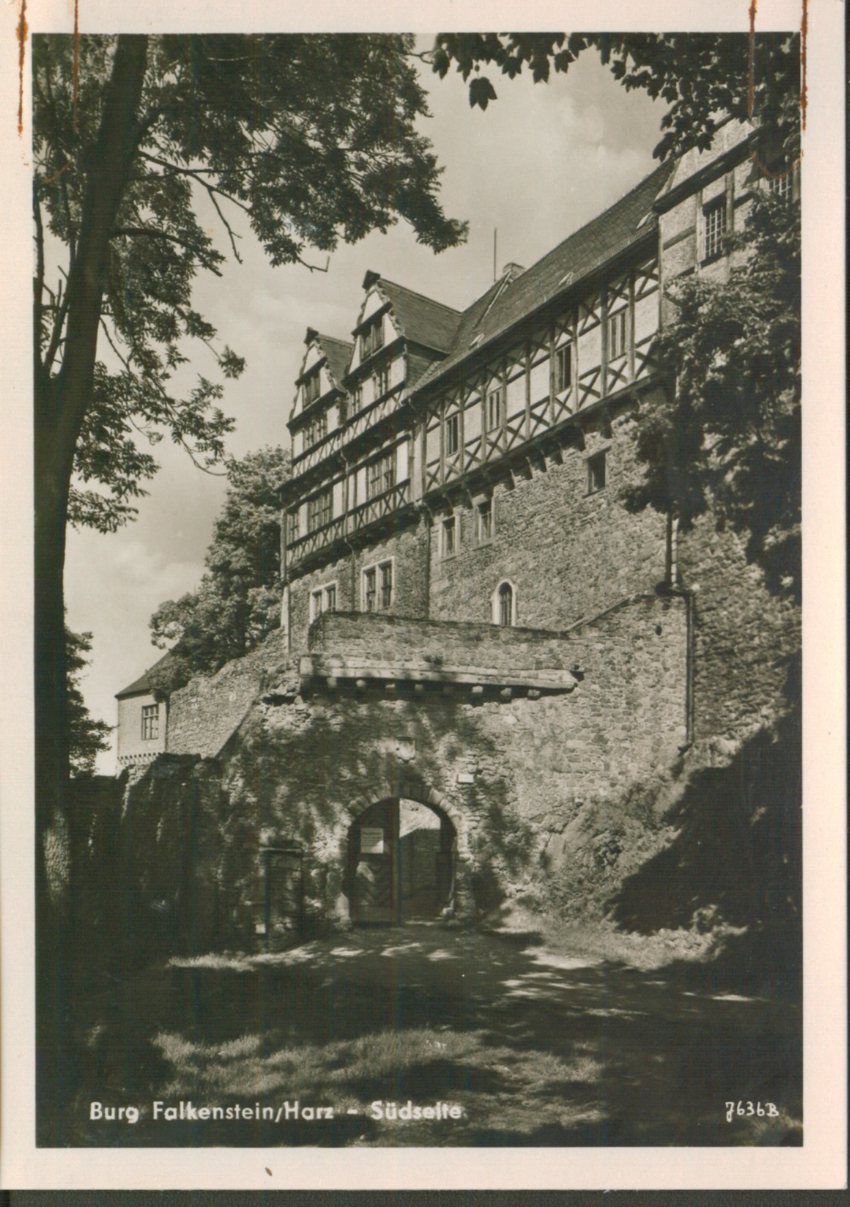 Ansichtskarte: Burg Falkenstein / Harz - Südseite (Kulturstiftung Sachsen-Anhalt - Museum Burg Falkenstein CC BY-NC-SA)