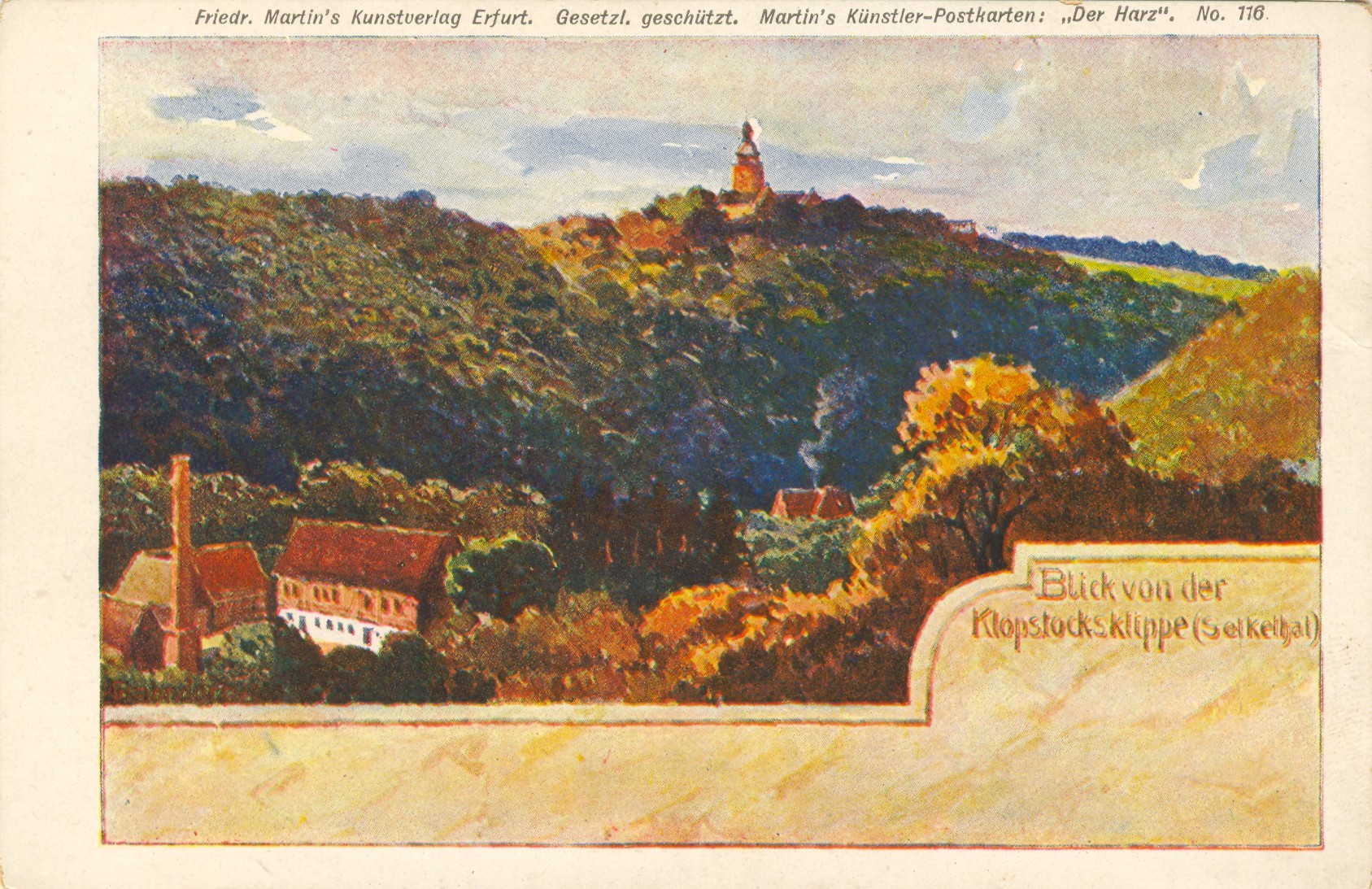 Ansichtskarte: Blick von der Klopstocksklippe (Selketal) (Kulturstiftung Sachsen-Anhalt - Museum Burg Falkenstein CC BY-NC-SA)