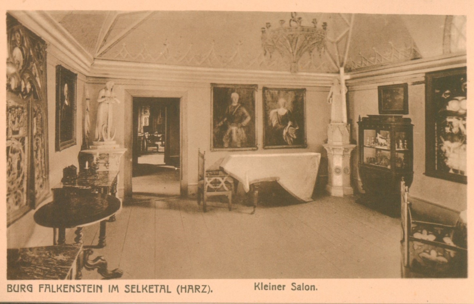 Ansichtskarte: BURG FALKENSTEIN IM SELKETAL (HARZ). Kleiner Salon. (Kulturstiftung Sachsen-Anhalt CC BY-NC-SA)