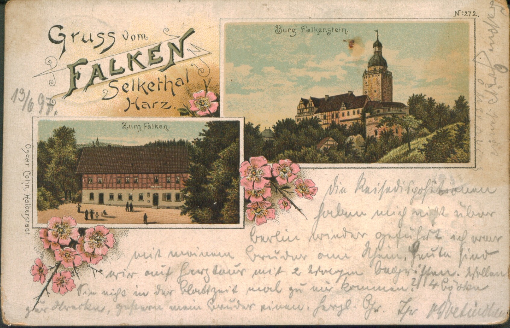 Ansichtskarte: Gruss vom Falken Selkethal Harz (Kulturstiftung Sachsen-Anhalt CC BY-NC-SA)