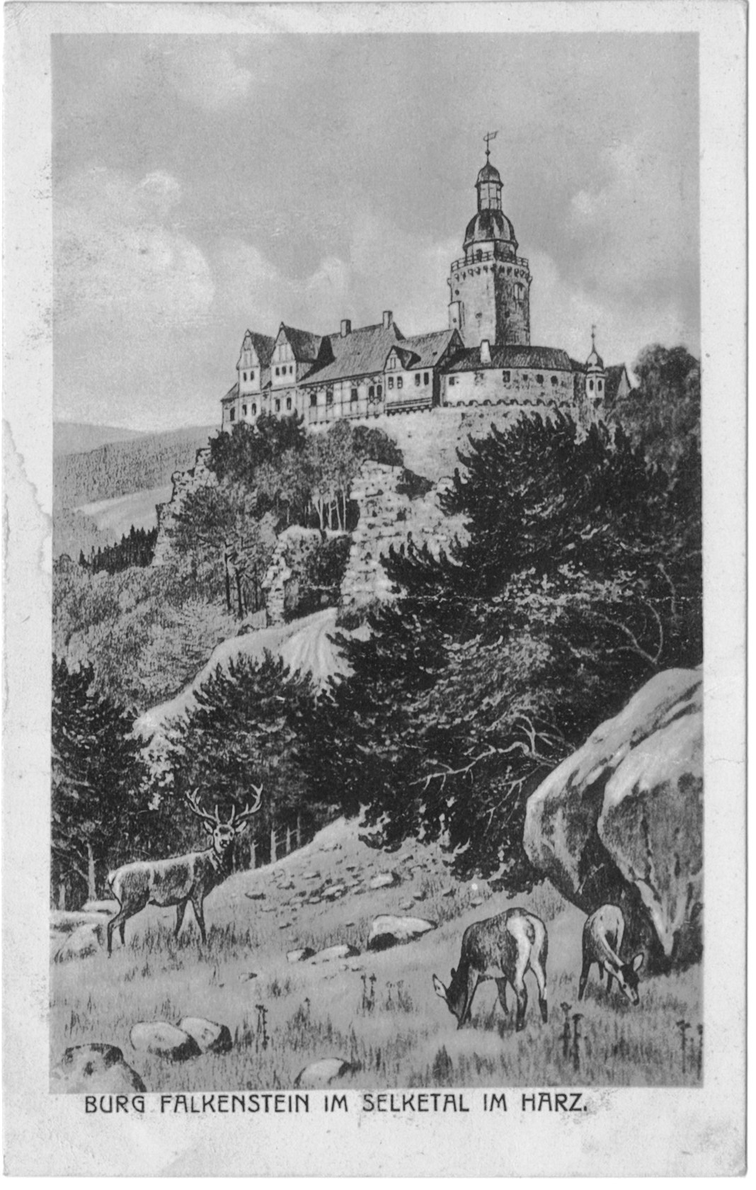 Ansichtskarte: Burg Falkenstein im Selketal im Harz (Kulturstiftung Sachsen-Anhalt CC BY-NC-SA)