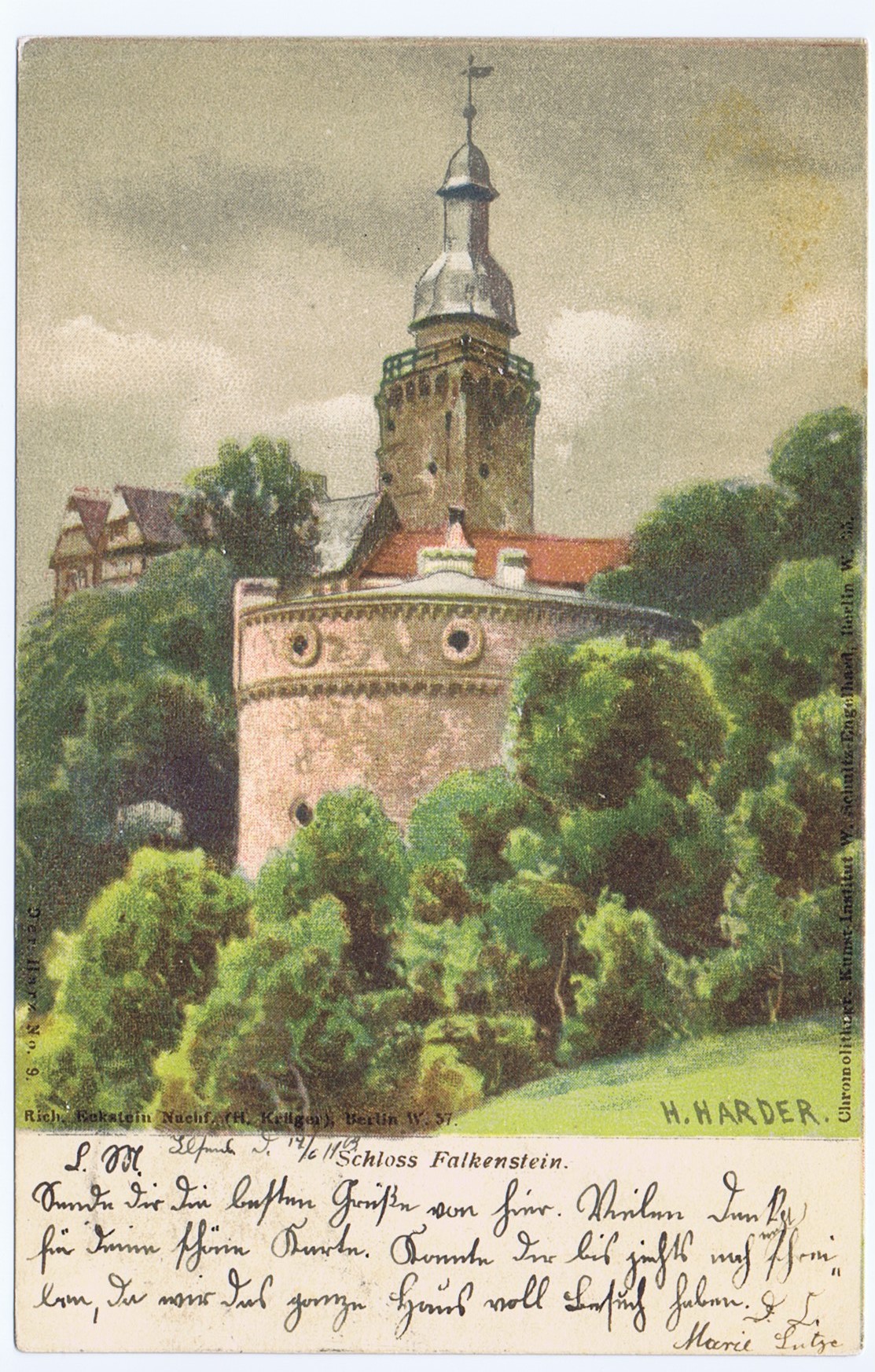Ansichtskarte: Schloss Falkenstein (Kulturstiftung Sachsen-Anhalt CC BY-NC-SA)