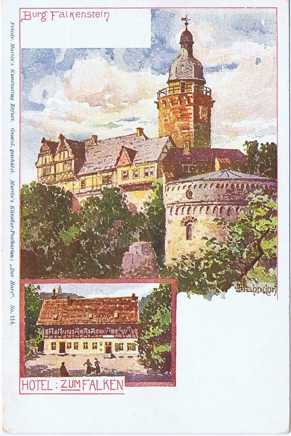 Ansichtskarte: HOTEL ZUM FALKEN Burg Falkenstein (Kulturstiftung Sachsen-Anhalt CC BY-NC-SA)