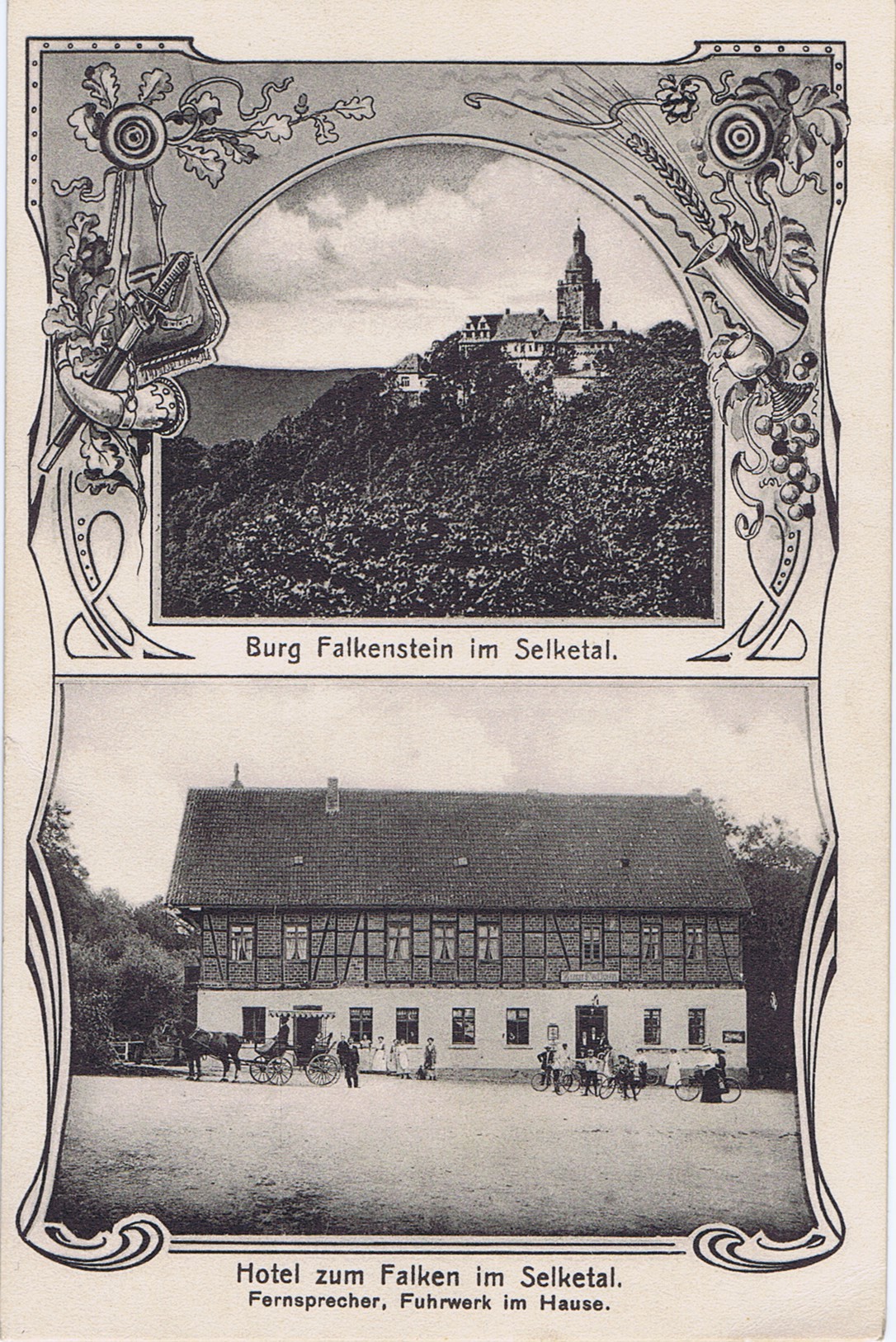 Ansichtskarte: Burg Falkenstein im Selketal. Hotel zum Falken im Selketal. (Kulturstiftung Sachsen-Anhalt CC BY-NC-SA)