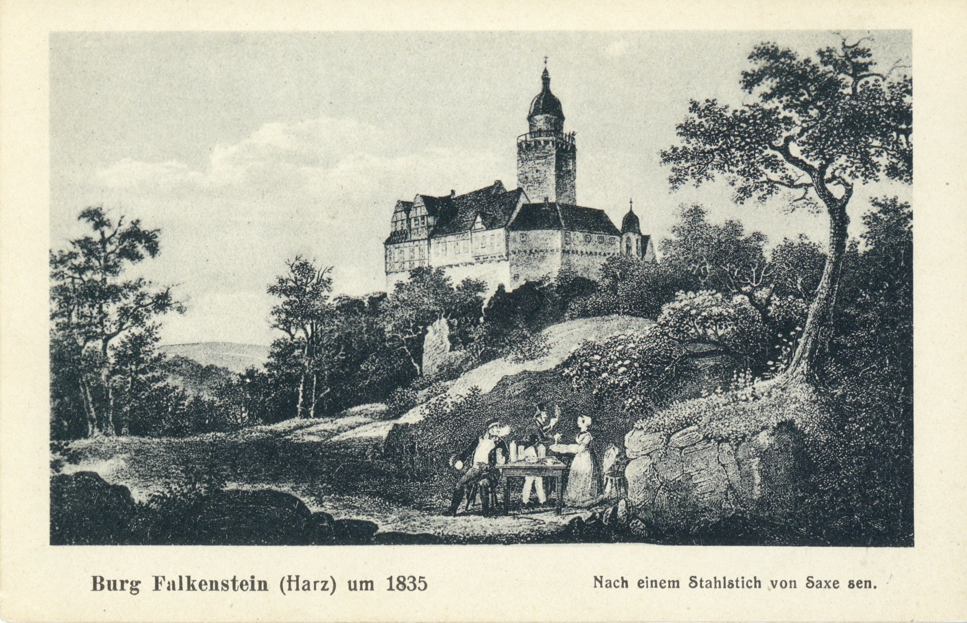 Burg Falkenstein (Harz) um 1835 (Kulturstiftung Sachsen-Anhalt CC BY-NC-SA)