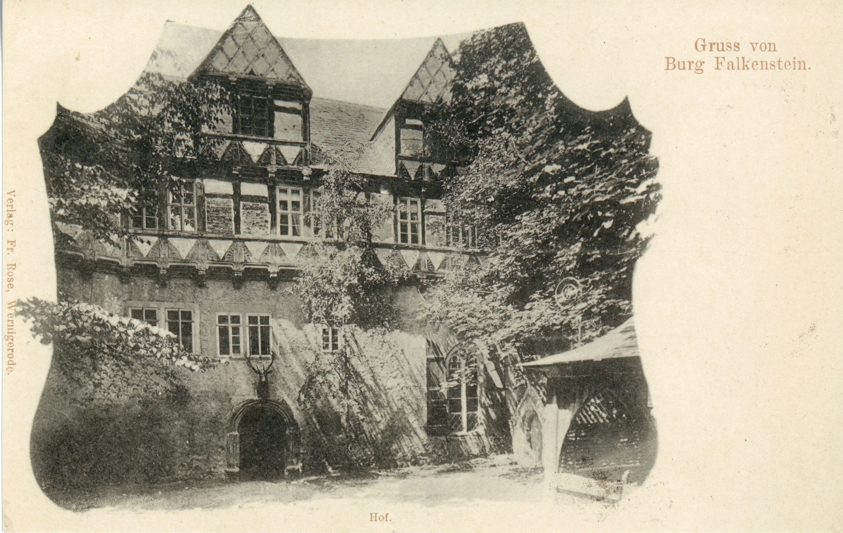 Ansichtskarte: Gruss von Burg Falkenstein. Hof. (Kulturstiftung Sachsen-Anhalt CC BY-NC-SA)