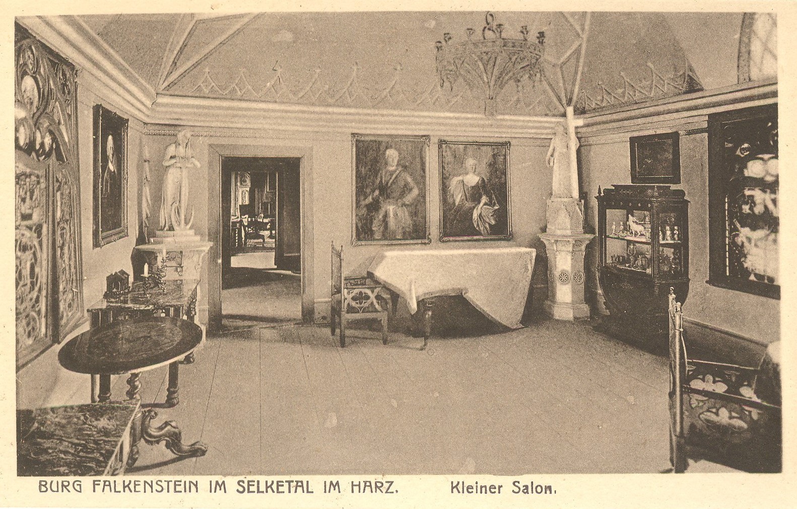 Ansichtskarte: Burg Falkenstein im Selketal. Kleiner Salon. (Kulturstiftung Sachsen-Anhalt CC BY-NC-SA)