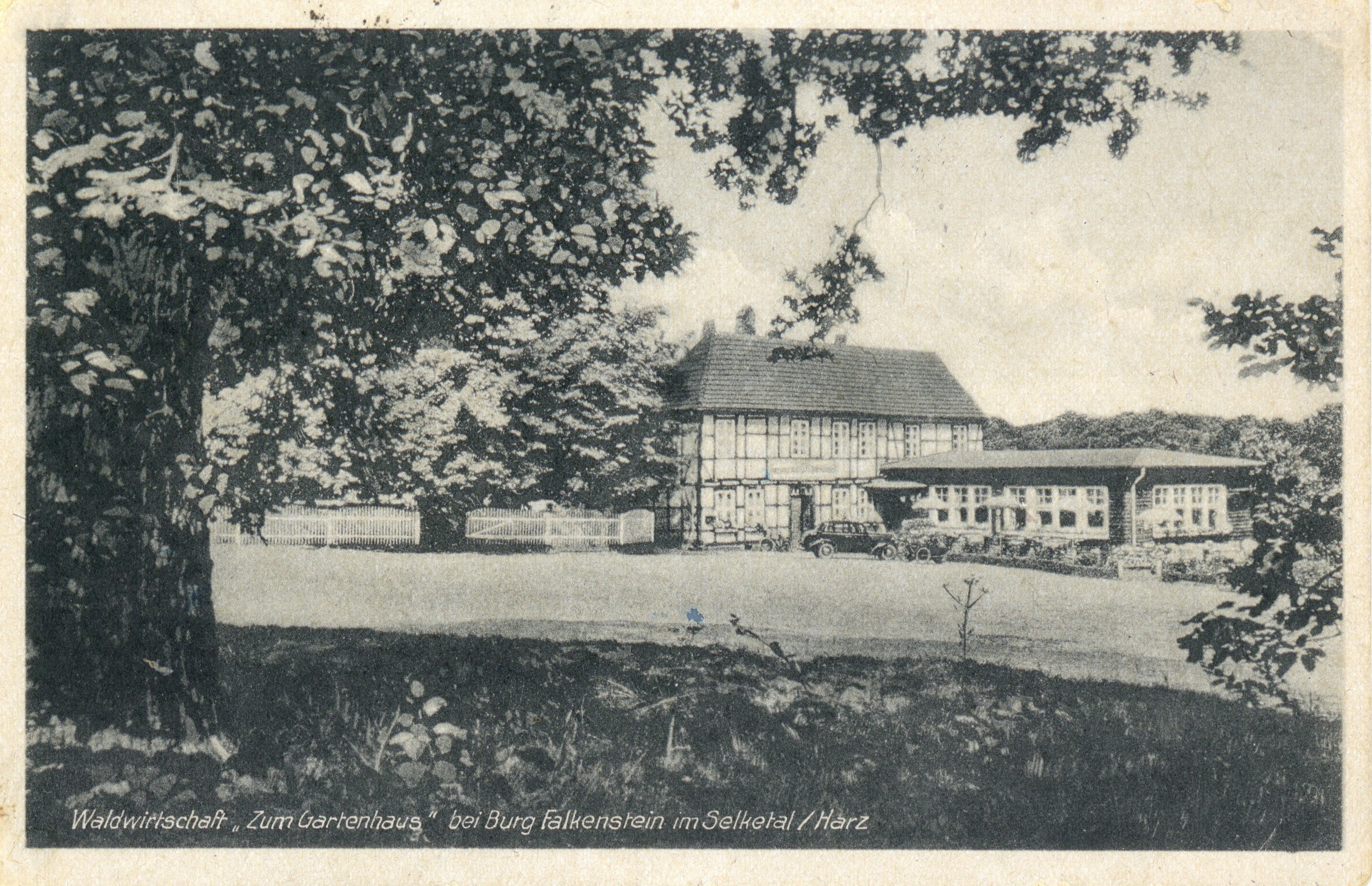Ansichtskarte: Waldwirtschaft "Zum Gartenhaus" bei Burg Falkenstein im Selketal / Harz (Kulturstiftung Sachsen-Anhalt CC BY-NC-SA)