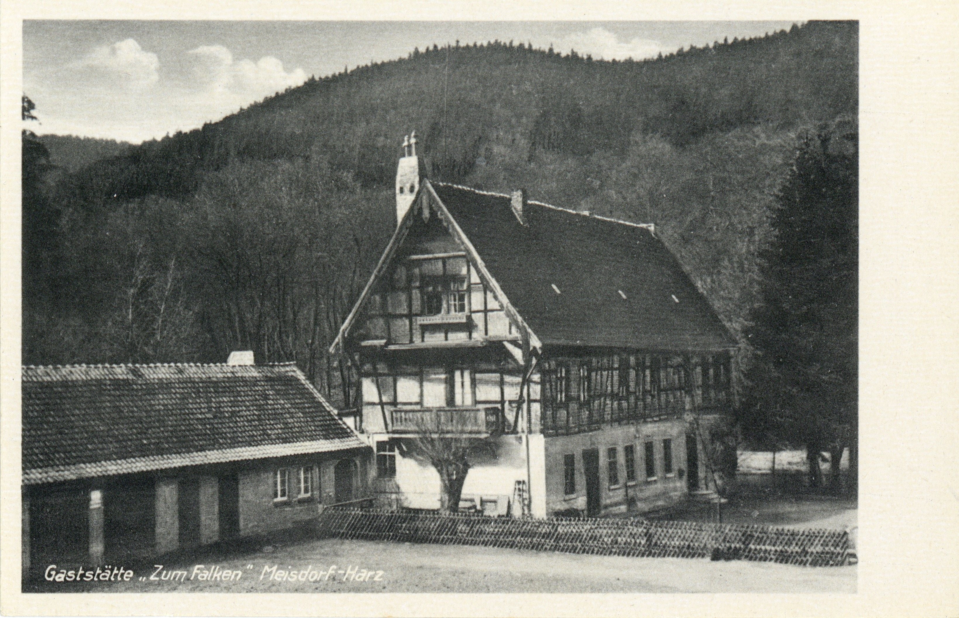 Ansichtskarte: Gaststätte "Zum Falken" Meisdorf-Harz (Kulturstiftung Sachsen-Anhalt CC BY-NC-SA)