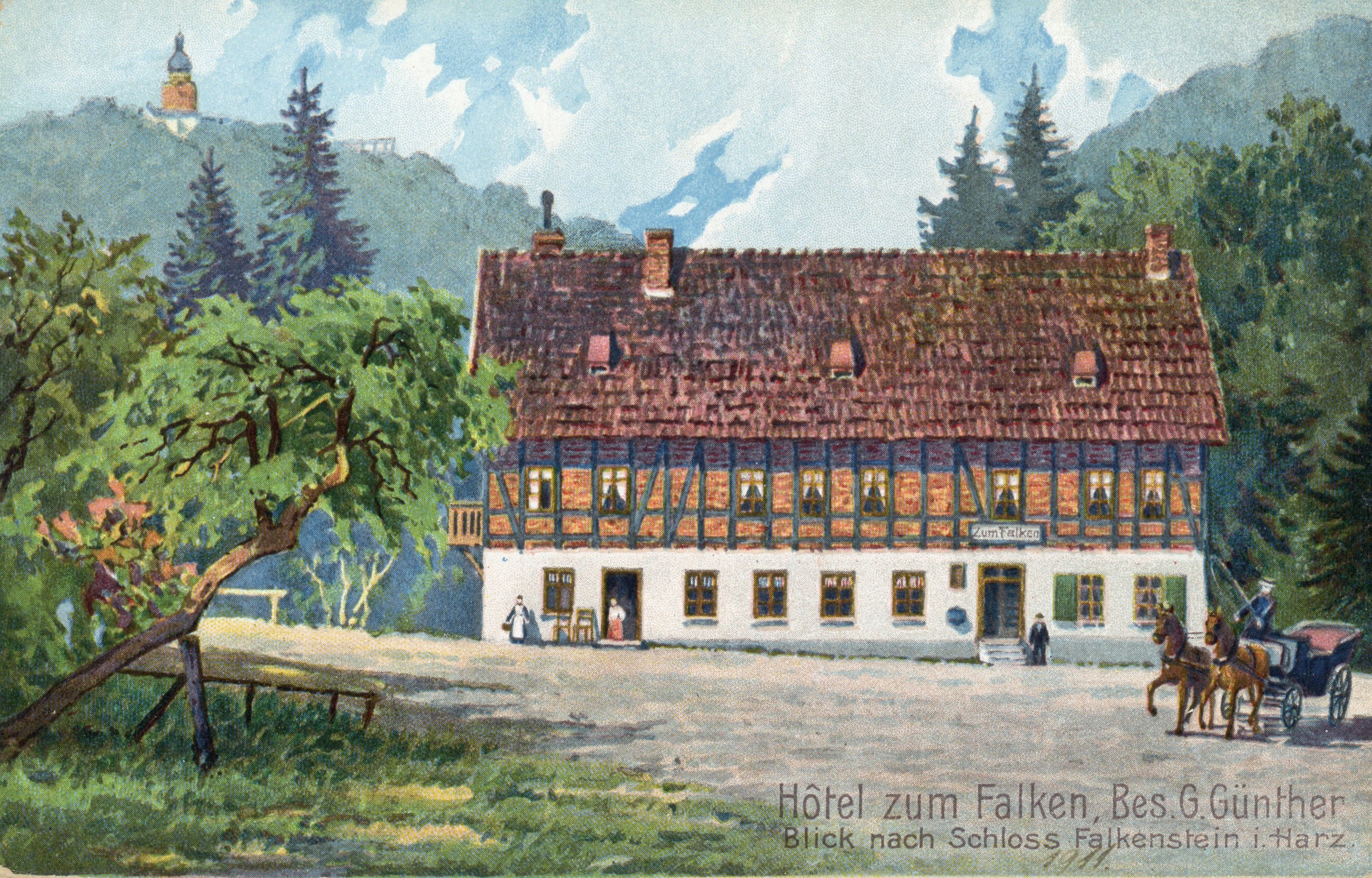 Ansichtskarte: Hotel zum Falken (Kulturstiftung Sachsen-Anhalt CC BY-NC-SA)