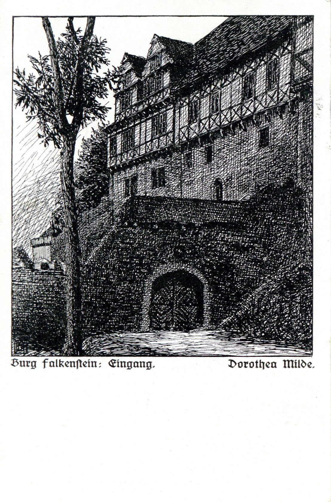 Ansichtskarte: Burg Falkenstein: Eingang (Kulturstiftung Sachsen-Anhalt CC BY-NC-SA)
