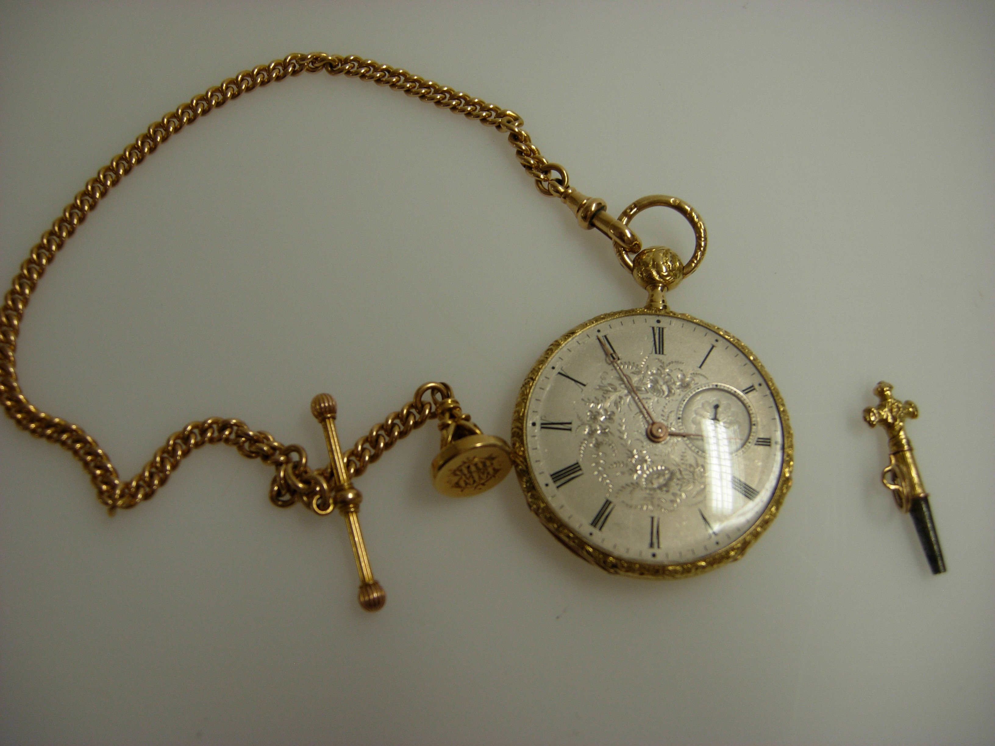 Herrentaschenuhr mit Uhrenkette, Petschaft und Schlüssel (Kulturstiftung Sachsen-Anhalt CC BY-NC-SA)
