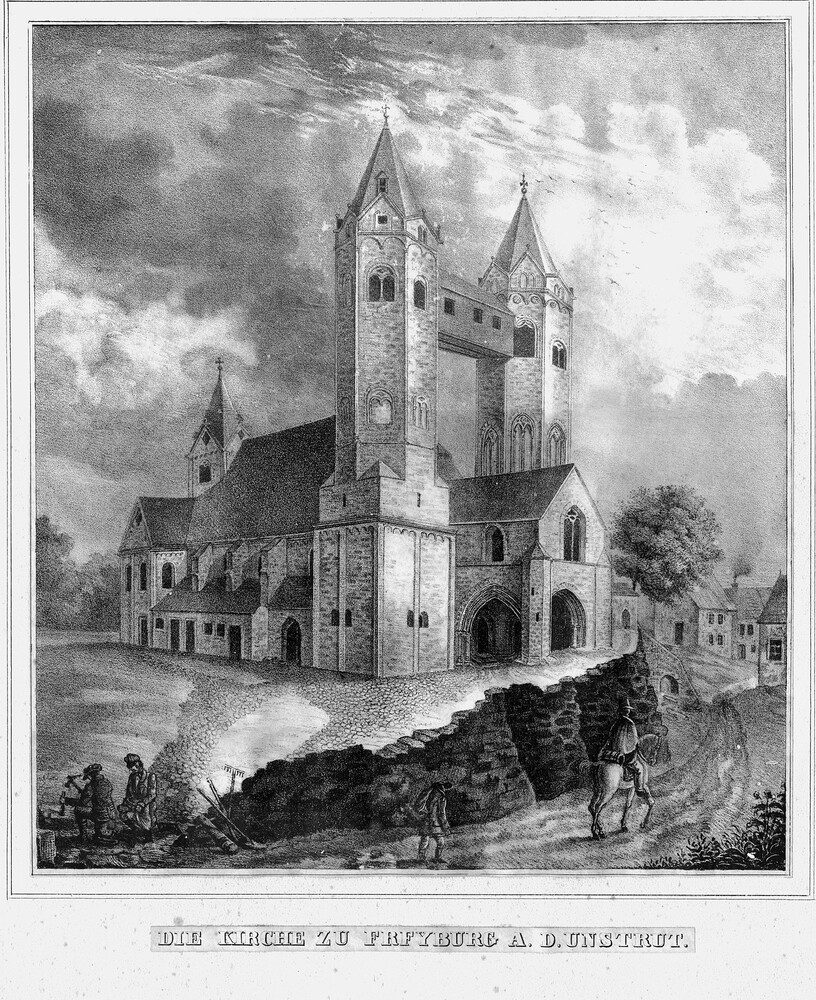 Lithografie "Kirche St. Marien von Nordwesten" (Kulturstiftung Sachsen-Anhalt CC BY-NC-SA)