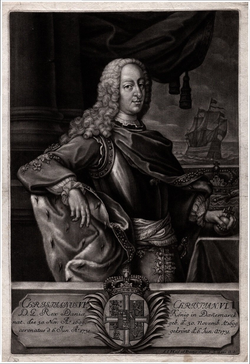 Porträt König Christian VI. von Dänemark (1699-1746) mit Aussicht auf das Meer (Schloß Wernigerode GmbH RR-F)