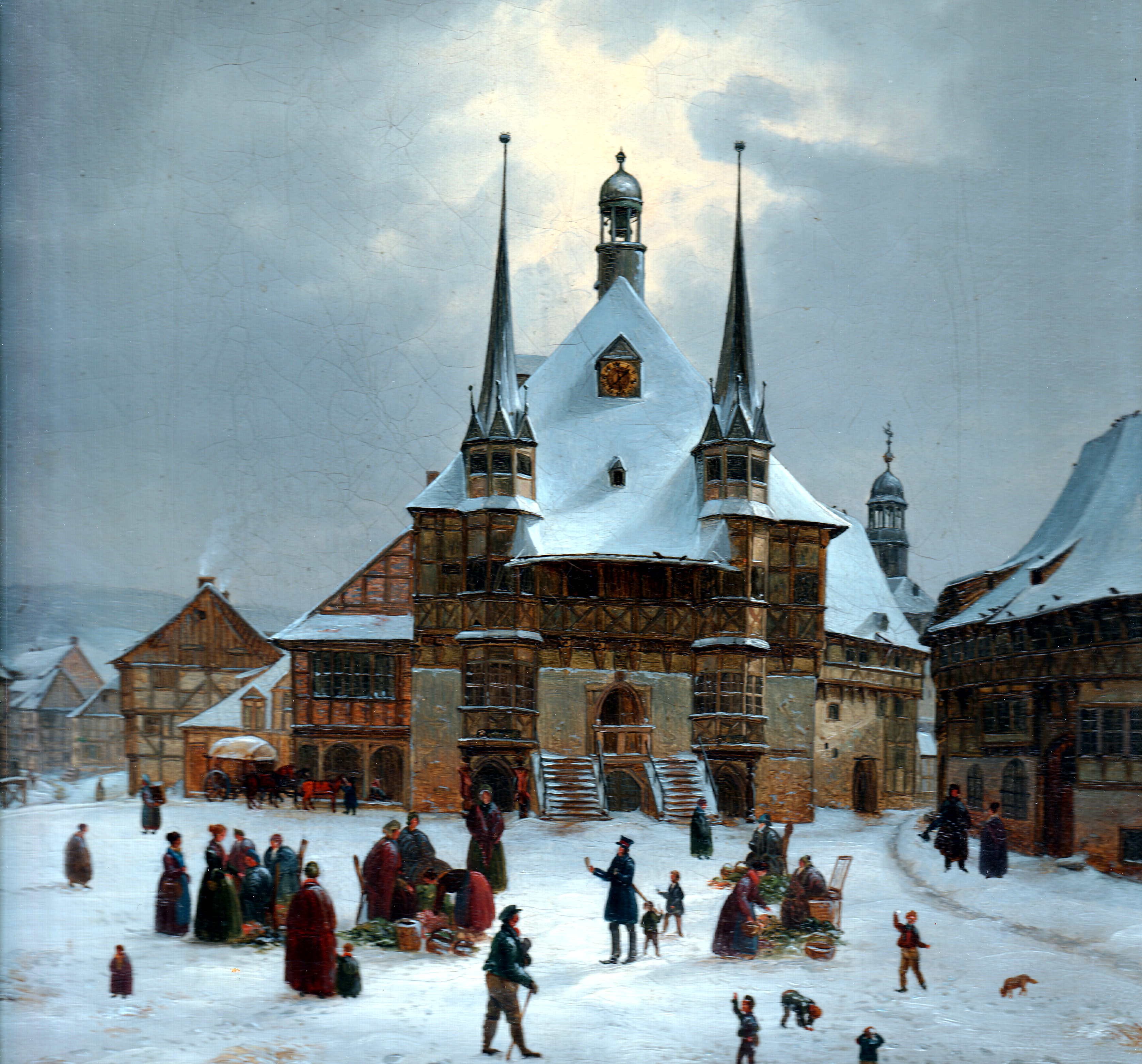 Das Rathaus Wernigerode über den Markt gesehen im Winter (Schloß Wernigerode GmbH RR-F)