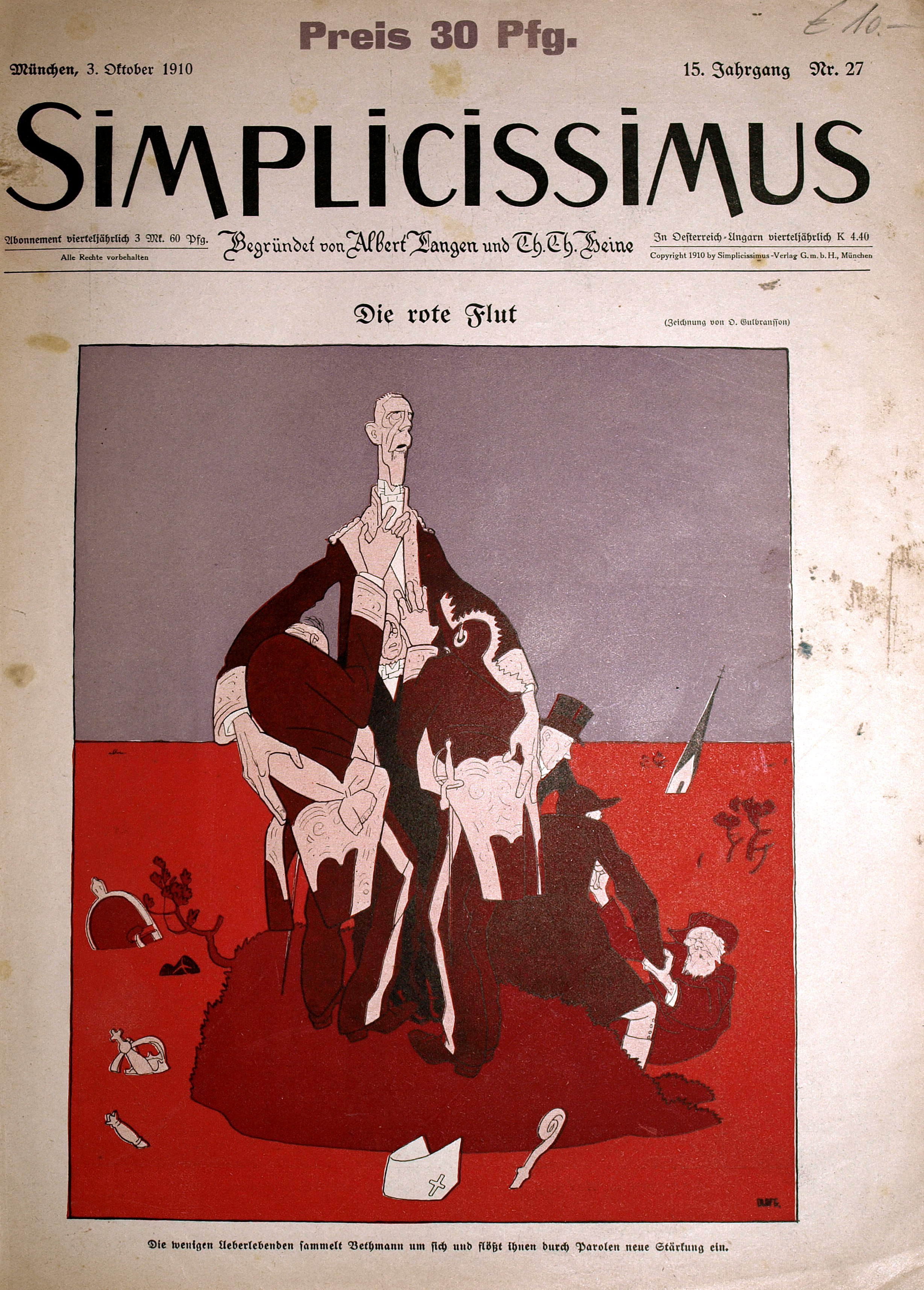 Zeitschrift "Simplicissimus", 15. Jahrgang, 3. Oktober 1910-14. November 1910 (Nr. 27-33) (Schloß Wernigerode GmbH RR-F)