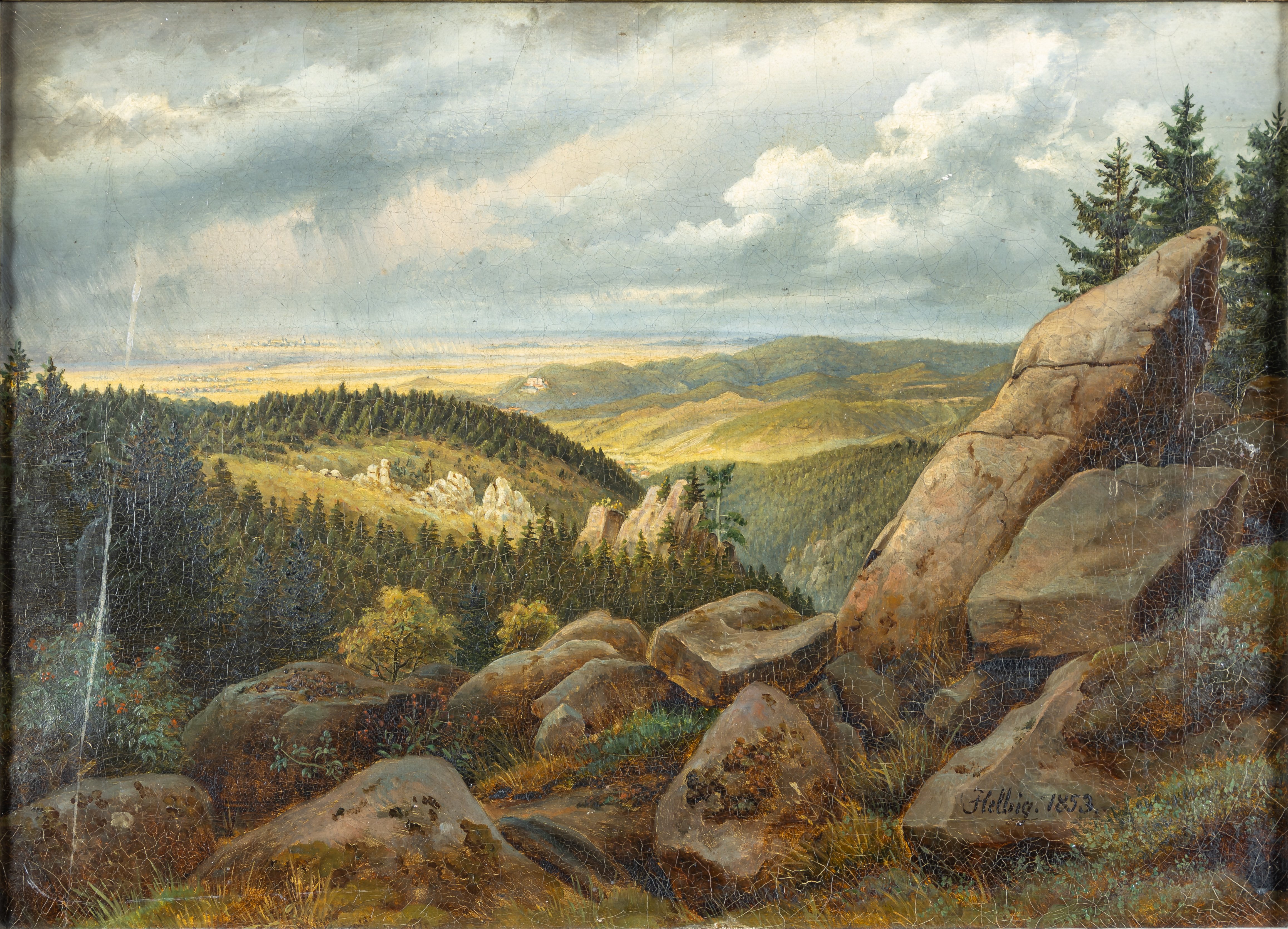 Helbig, Ernst: Blick über Harzklippen in das nördliche Vorland, um 1840 (Schloß Wernigerode GmbH RR-F)