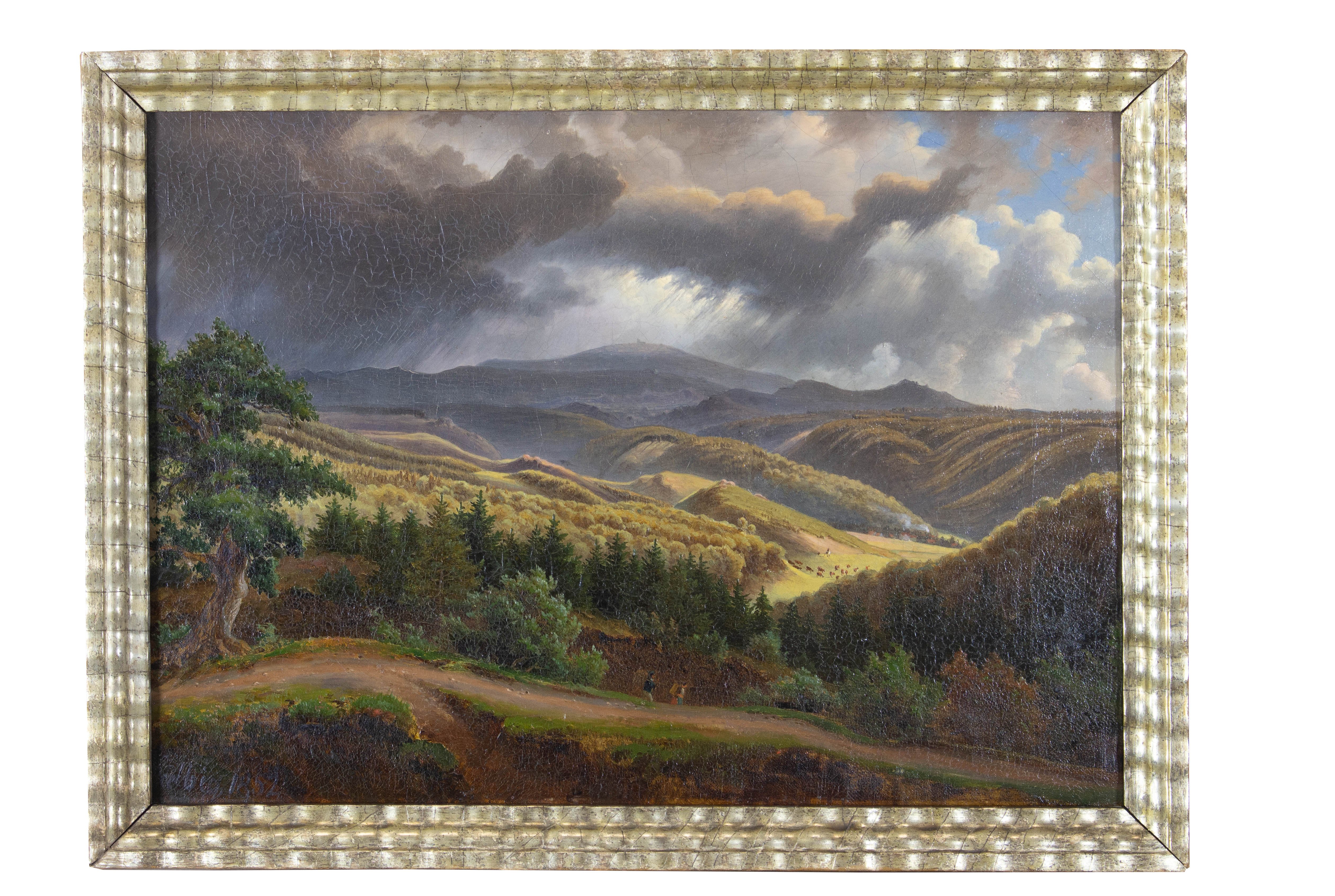 Ansicht des Brockens bei abziehendem Gewitter, von Ernst Helbig, um 1840 (Schloß Wernigerode GmbH RR-F)