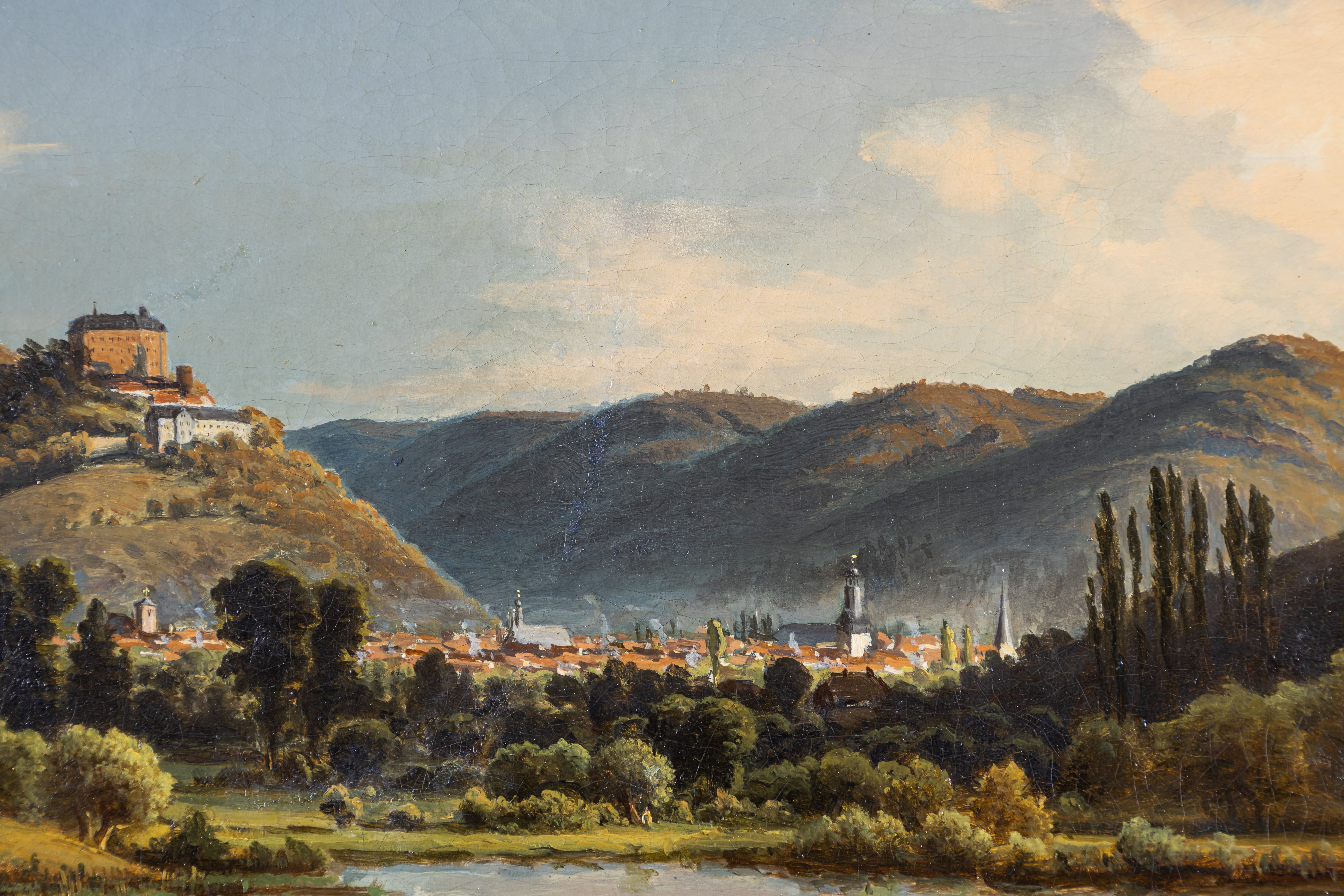 Helbig, Ernst: Ansicht von Schloß und Stadt Wernigerode vom Ochsenteich aus, um 1852 (Schloß Wernigerode GmbH RR-F)