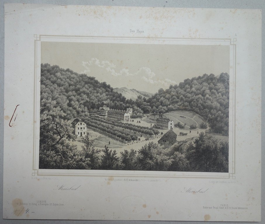 Alexisbad: Kurbad von der Schönsicht, 1838 (aus: Schroeder "Der Harz" N. F.) (Schloß Wernigerode GmbH RR-F)