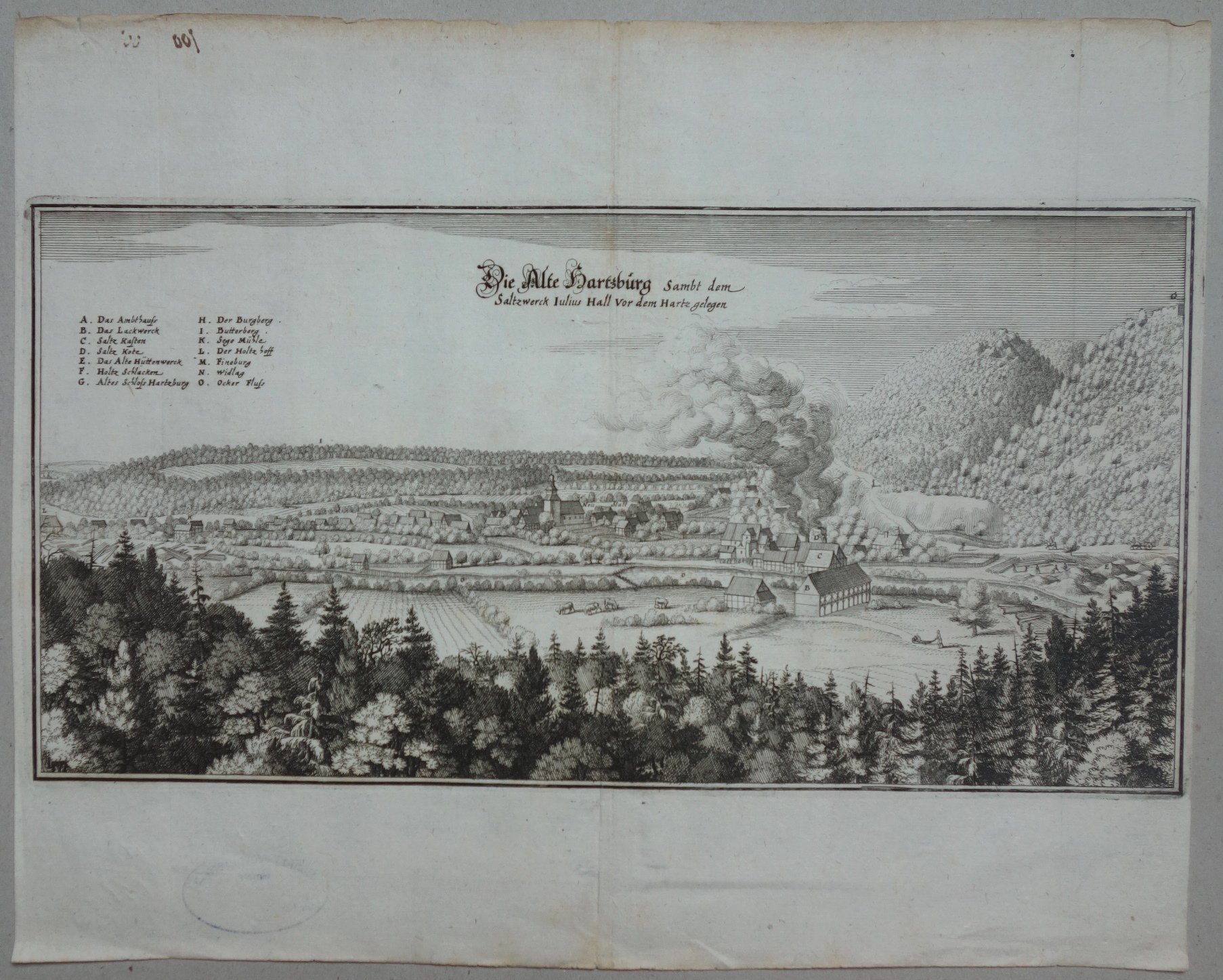 Bad Harzburg: Stadt von Süden, 1654 (aus: Merian "Braunschweig") (Schloß Wernigerode GmbH RR-F)