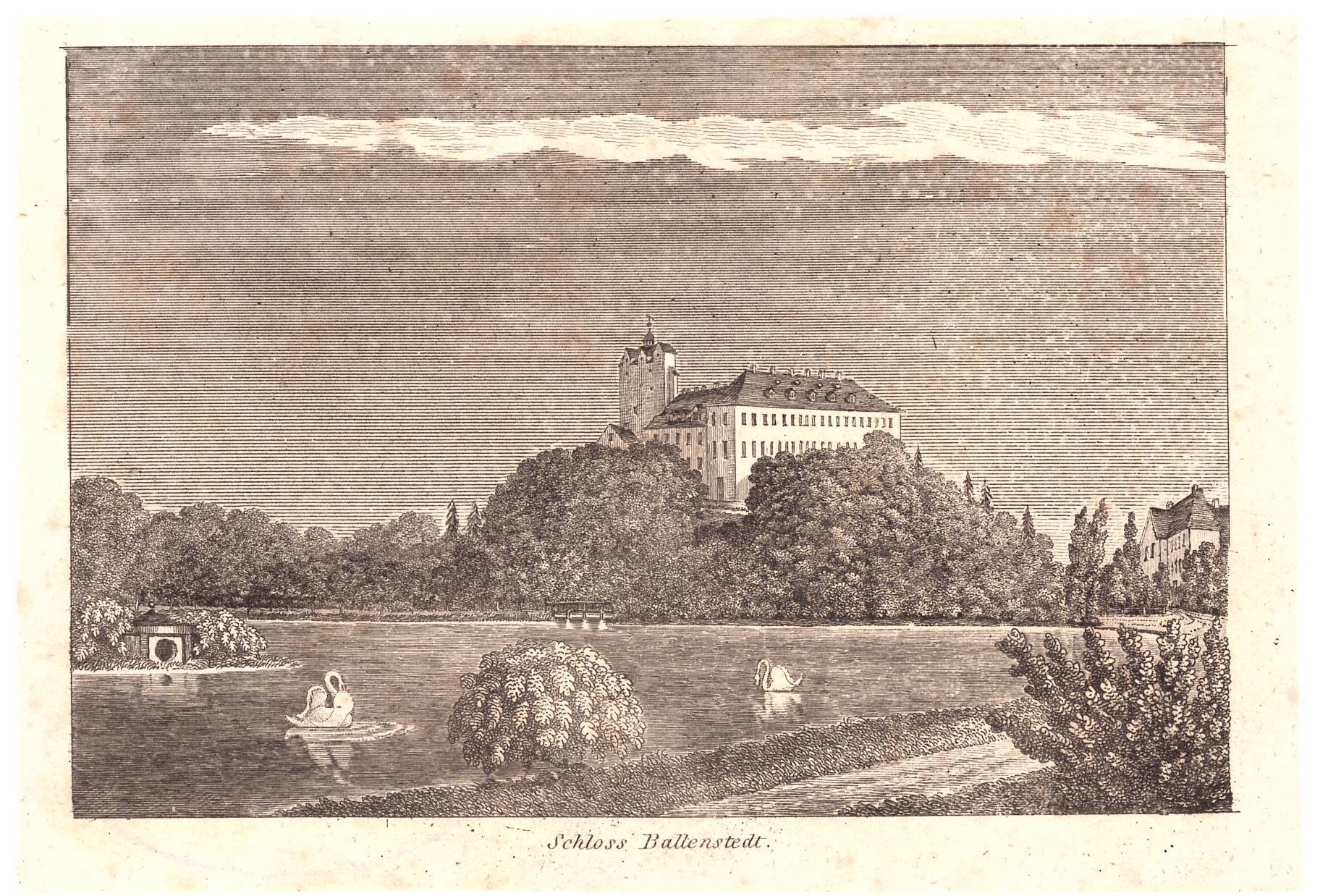 Ballenstedt: Schloss über den Teich, um 1840 (Schloß Wernigerode GmbH RR-F)