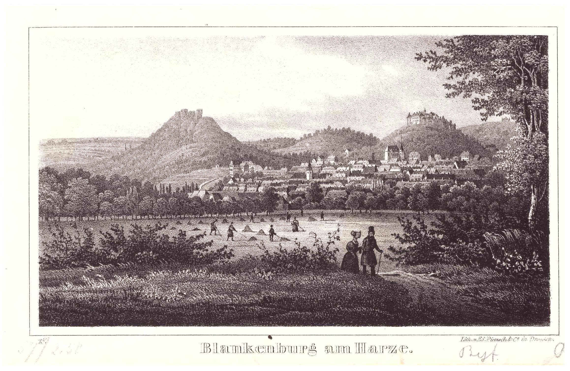 Blankenburg (Harz): Stadt und Umgebung von Norden, 1839 (Schloß Wernigerode GmbH RR-F)