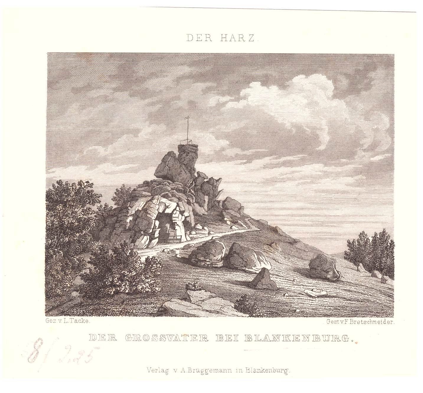 Blankenburg (Harz): Teufelsmauer mit Großvaterfelsen, um 1845 # (Schloß Wernigerode GmbH RR-F)