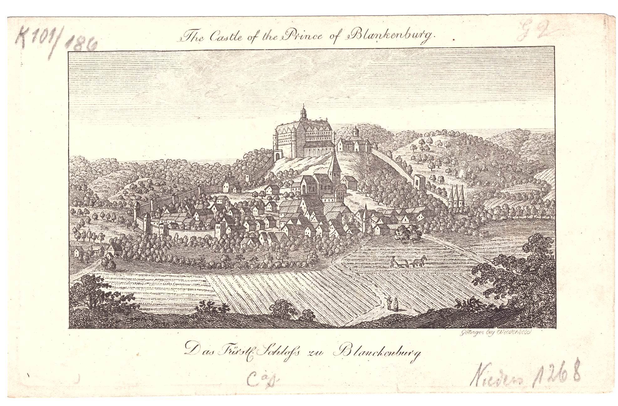 Blankenburg (Harz): Stadt und Schloß von Norden , vor 1828 (Schloß Wernigerode GmbH RR-F)