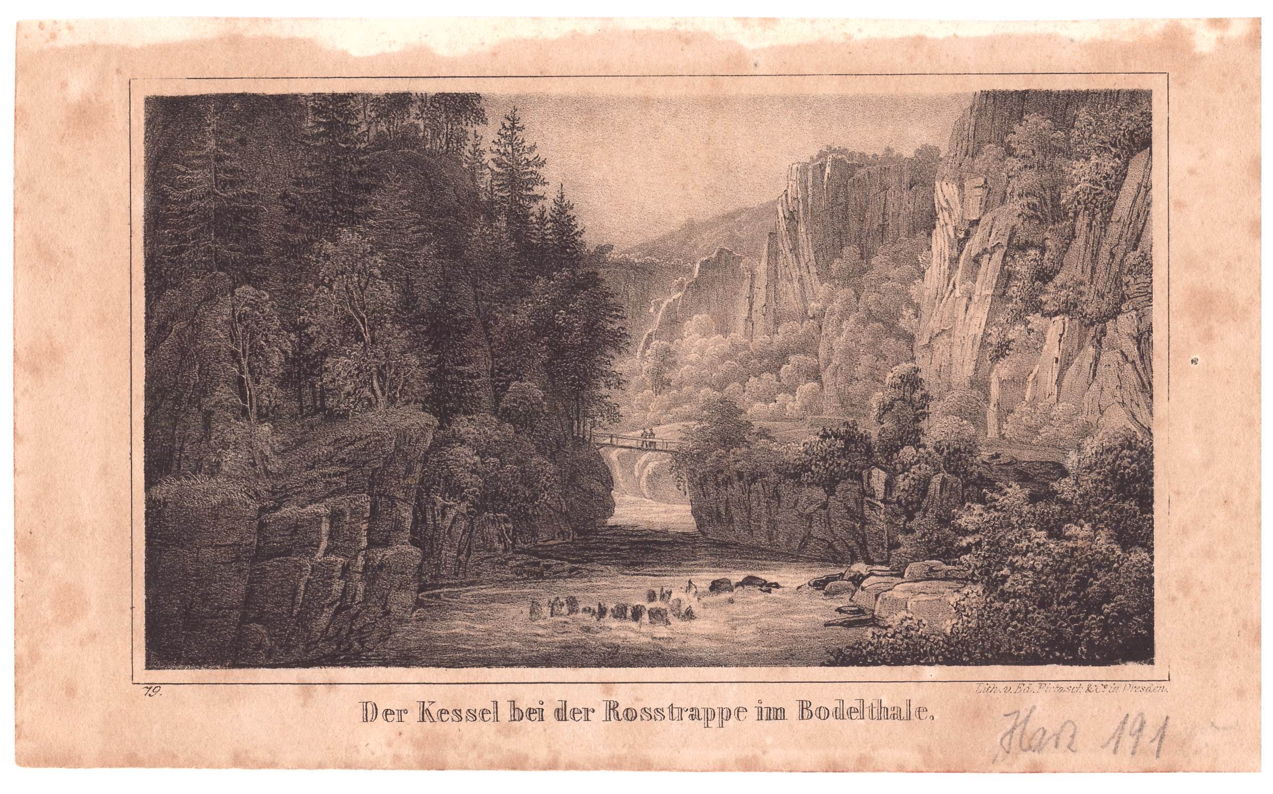 Bodetal: Jungfernbrücke im Hirschgrund, 1841 1839?? (aus: Pietzsch (Schloß Wernigerode GmbH RR-F)