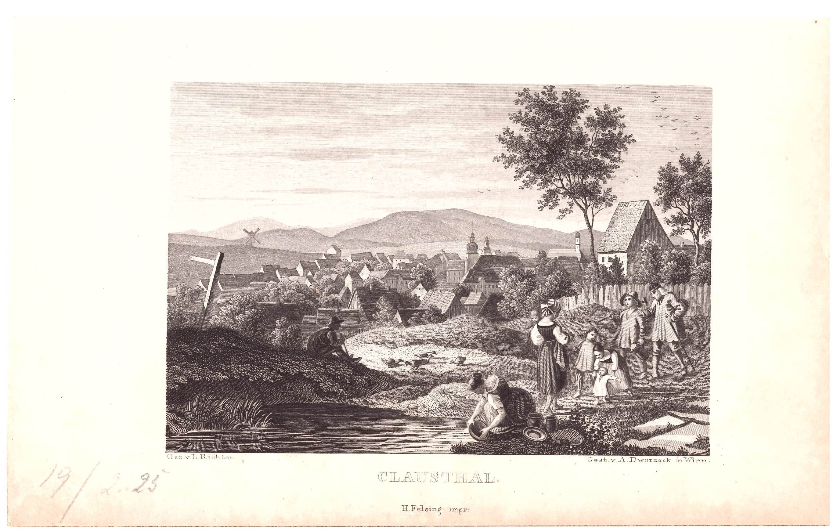 Clausthal: Stadt und Umgebung #, 1838 (aus: Wigand "Wanderung durch den Harz") (Schloß Wernigerode GmbH RR-F)