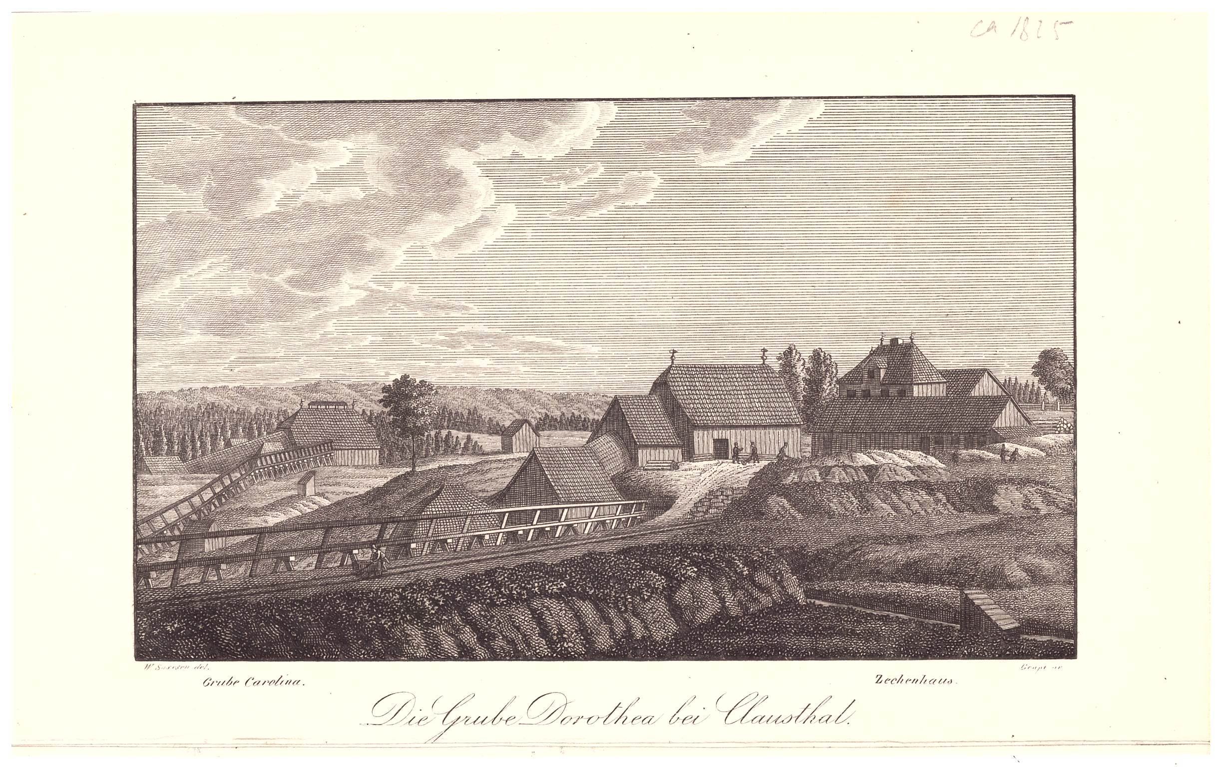 Clausthal (bei): Grube Dorothea, 1834 (aus: Leske "Harzgebirge") (Schloß Wernigerode GmbH RR-F)