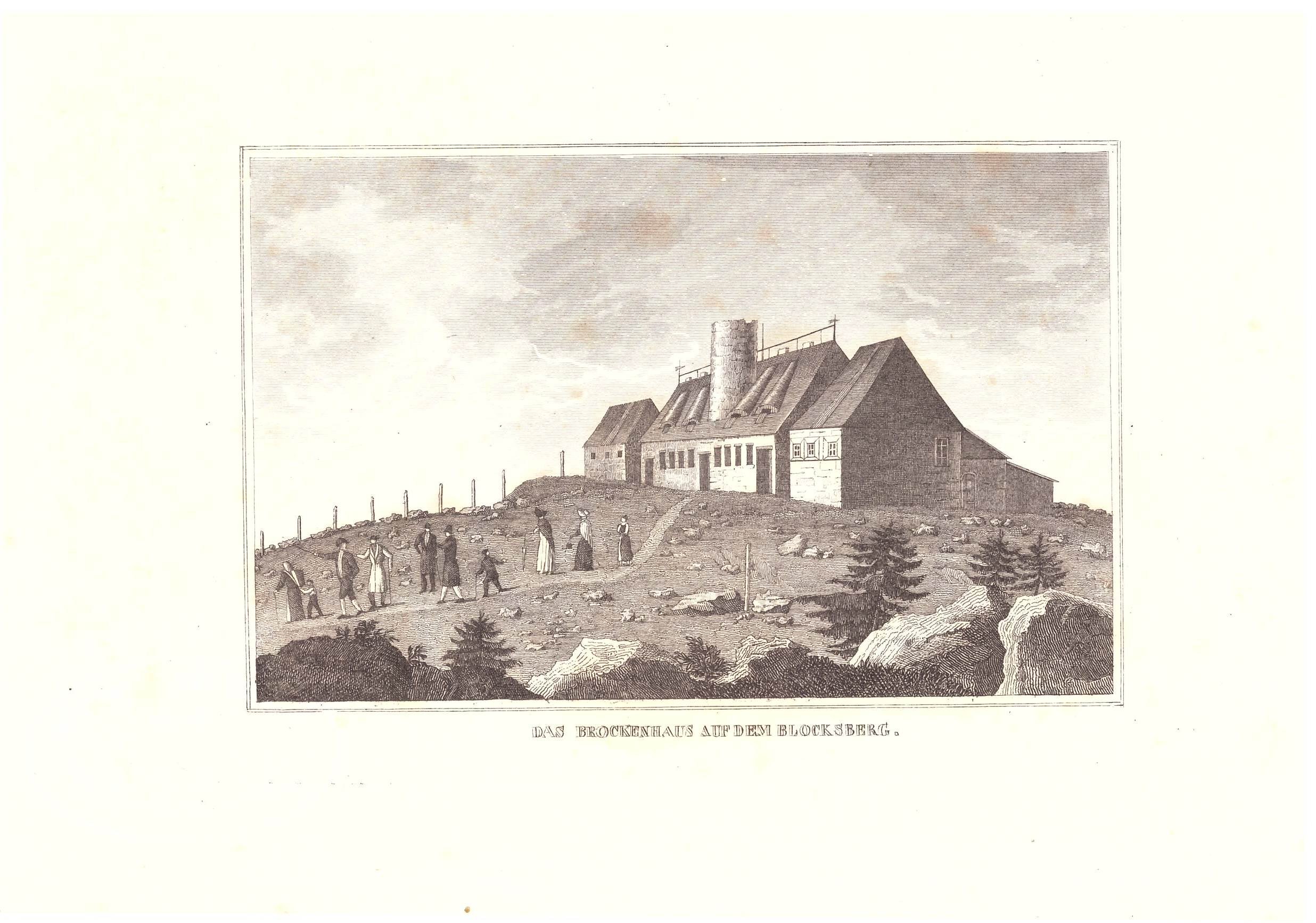 Brocken: Brockenhaus von Südosten, 1837 (aus: Strahlheims Wundermappe?) (Schloß Wernigerode GmbH RR-F)