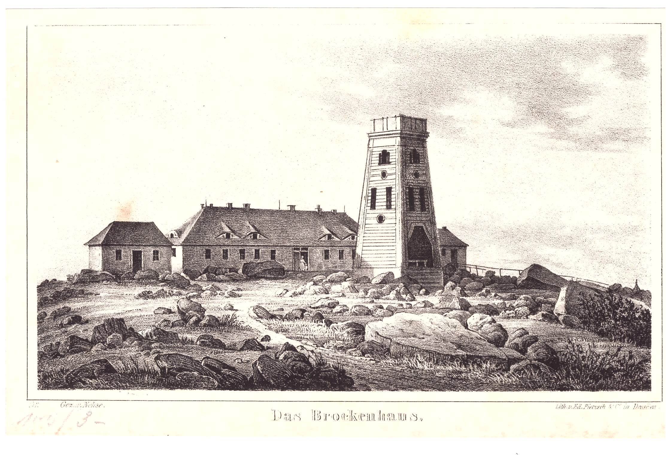 Brocken: Brockenhaus von Südosten, # 1839? (aus: Pietzsch (Schloß Wernigerode GmbH RR-F)