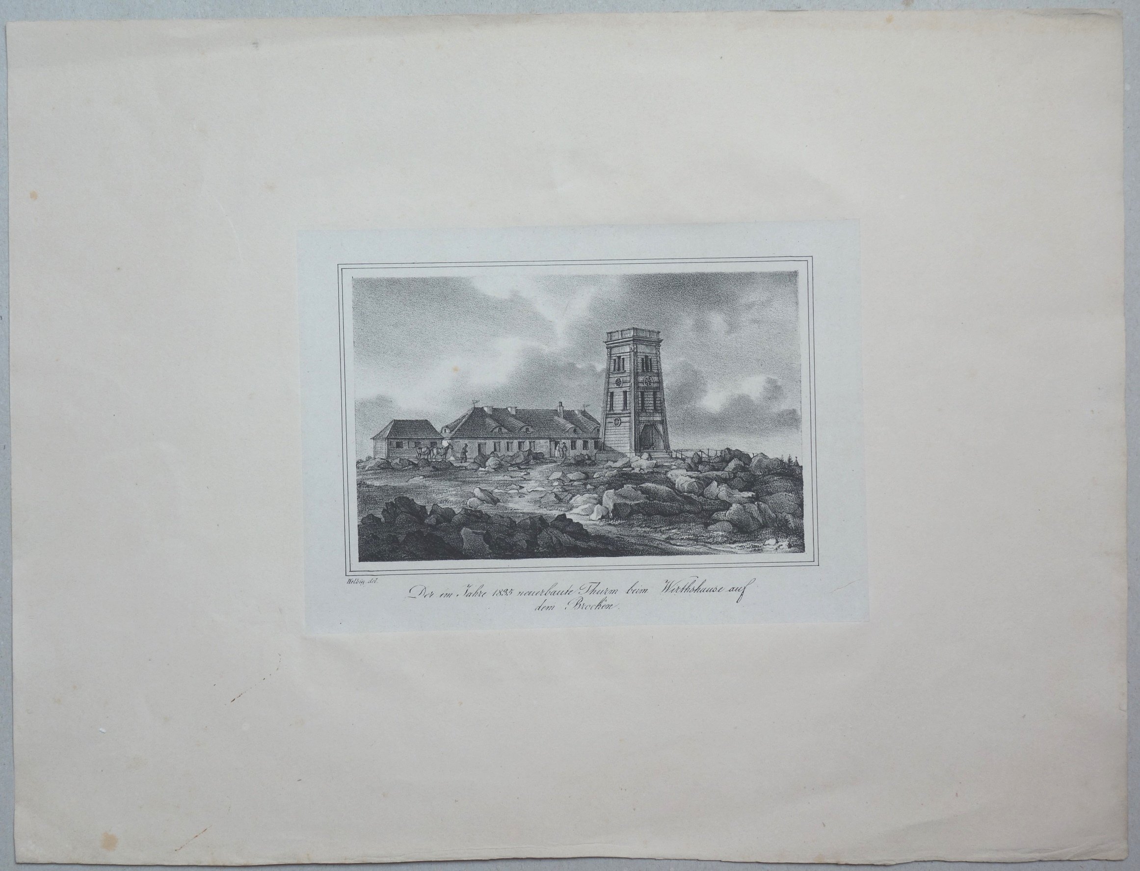 Brocken: Brockenhaus mit Turm von Südosten, nach 1836 (Schloß Wernigerode GmbH RR-F)