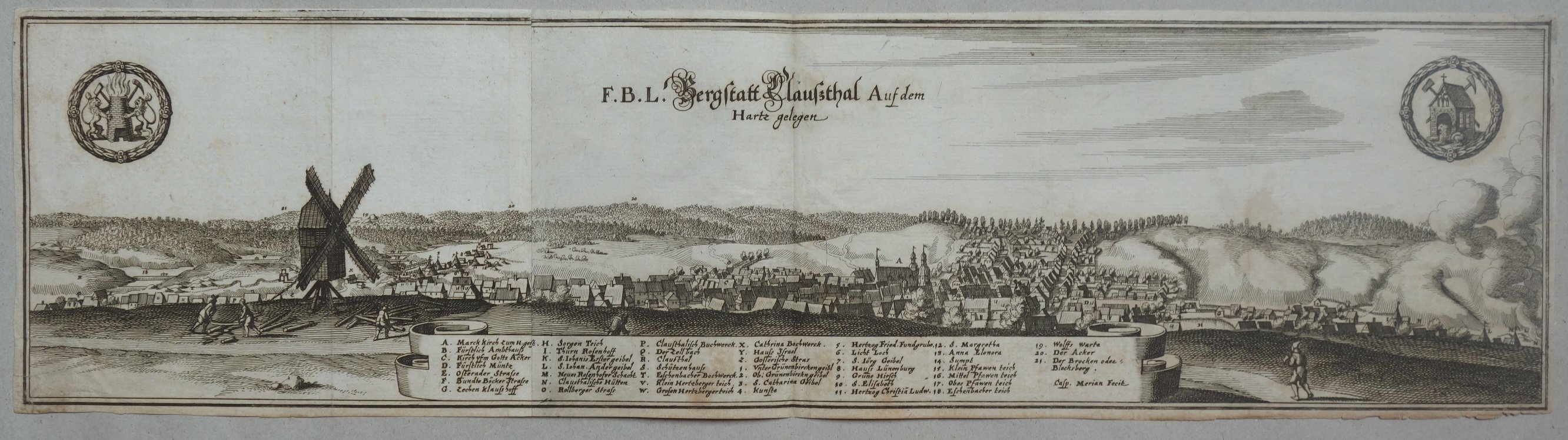 Clausthal: Stadt und Umgebung, 1654 (aus: Merian "Topographia") (Schloß Wernigerode GmbH RR-F)
