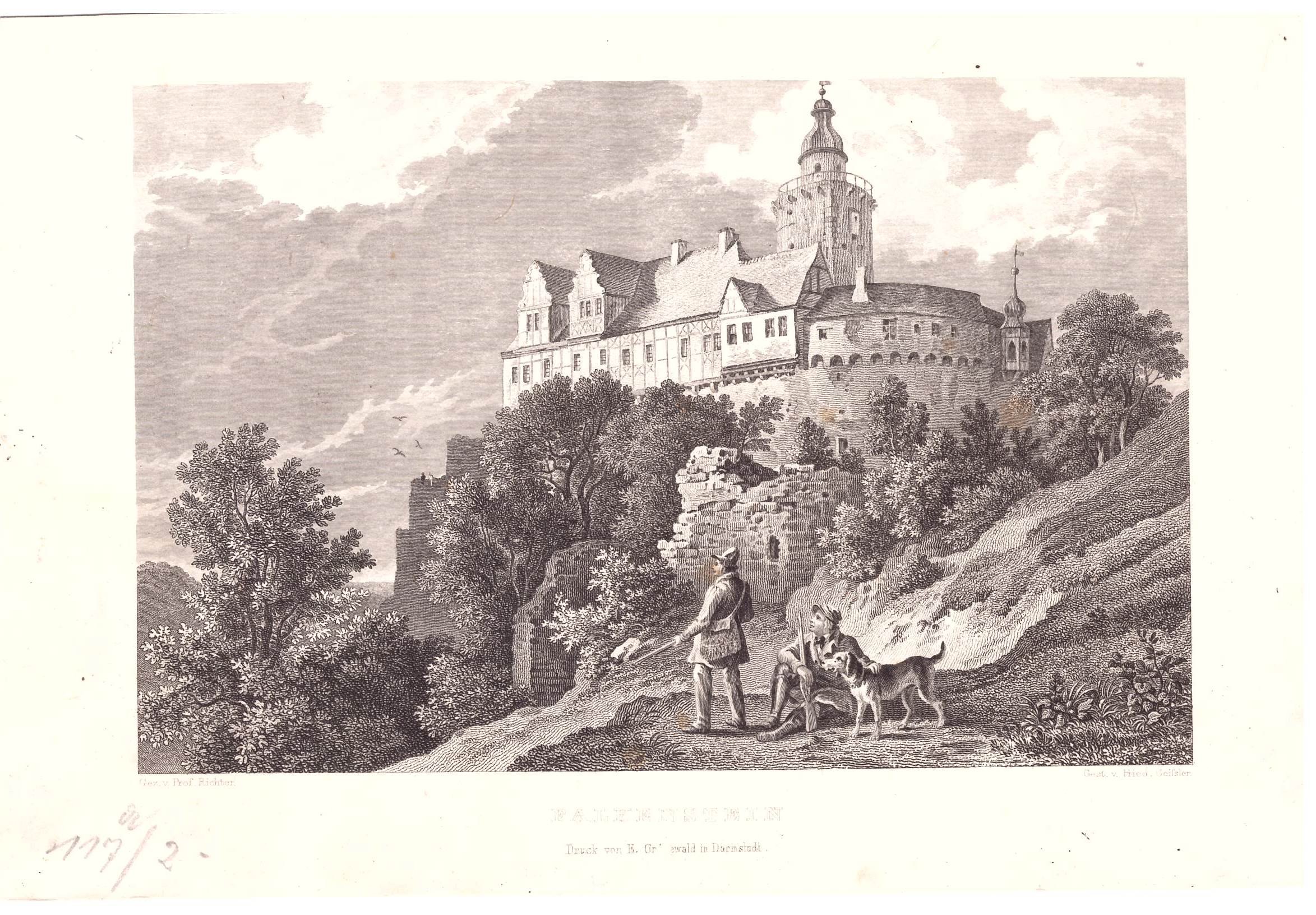 Falkenstein: Burg von Südosten, 1846 (aus: Ramdohr "Der Harz. Zur Belehrung") (Schloß Wernigerode GmbH RR-F)