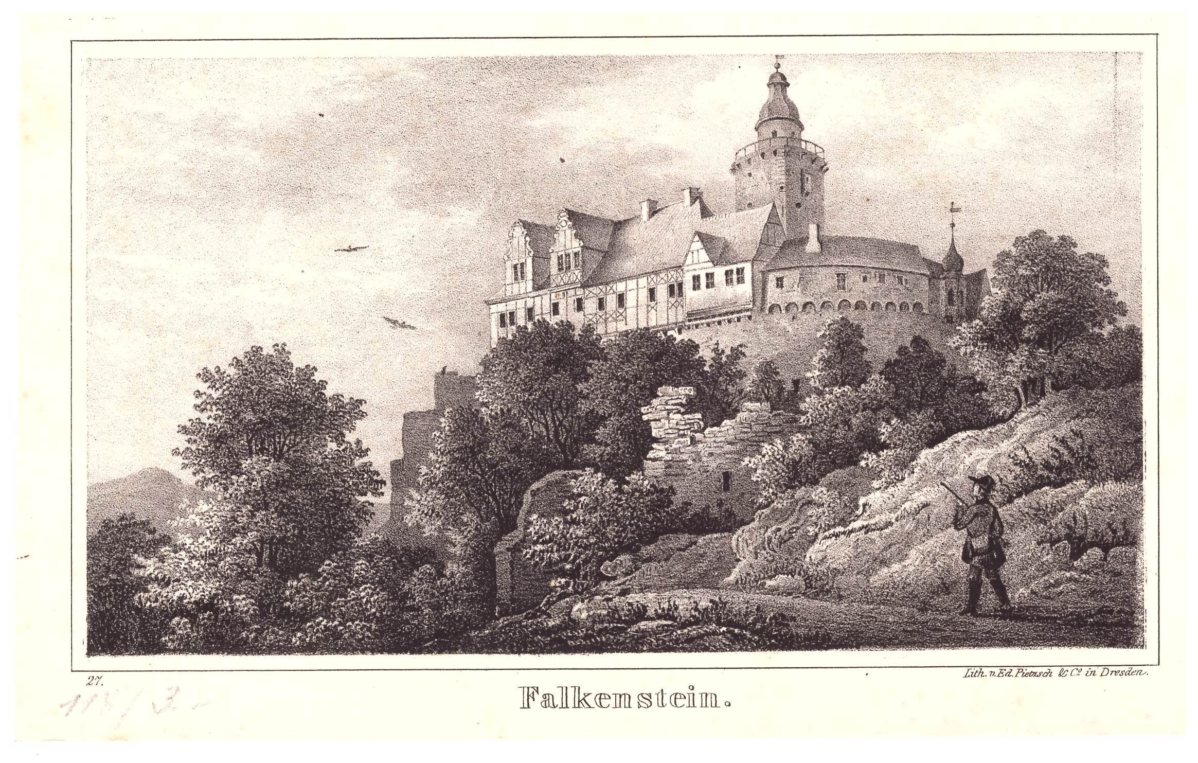 Falkenstein: Burg von Südosten, 1839-44## (aus: Pietzsch (Schloß Wernigerode GmbH RR-F)