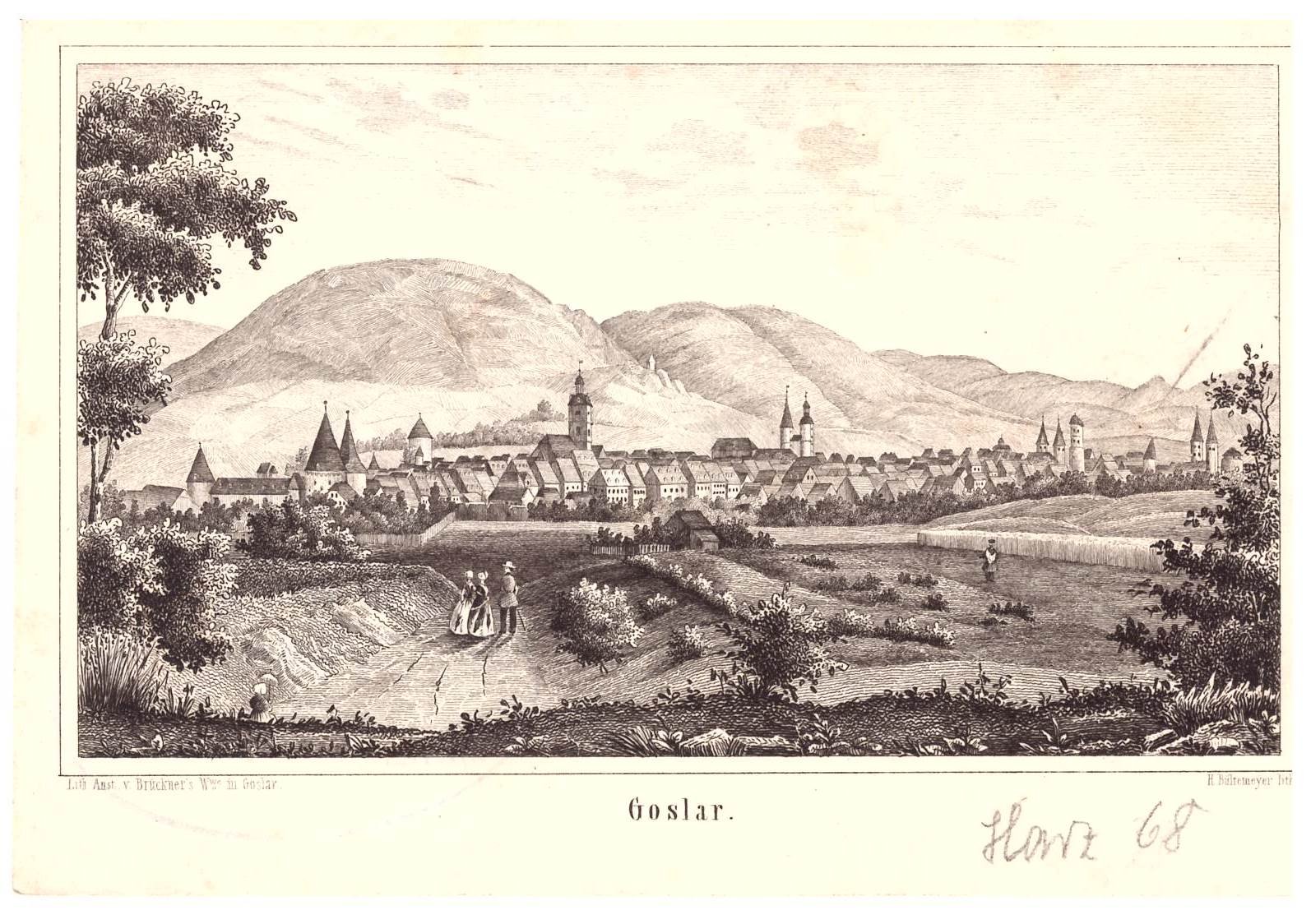 Goslar: Stadt von Nordosten, 1855 (aus: Ey?) (Schloß Wernigerode GmbH RR-F)
