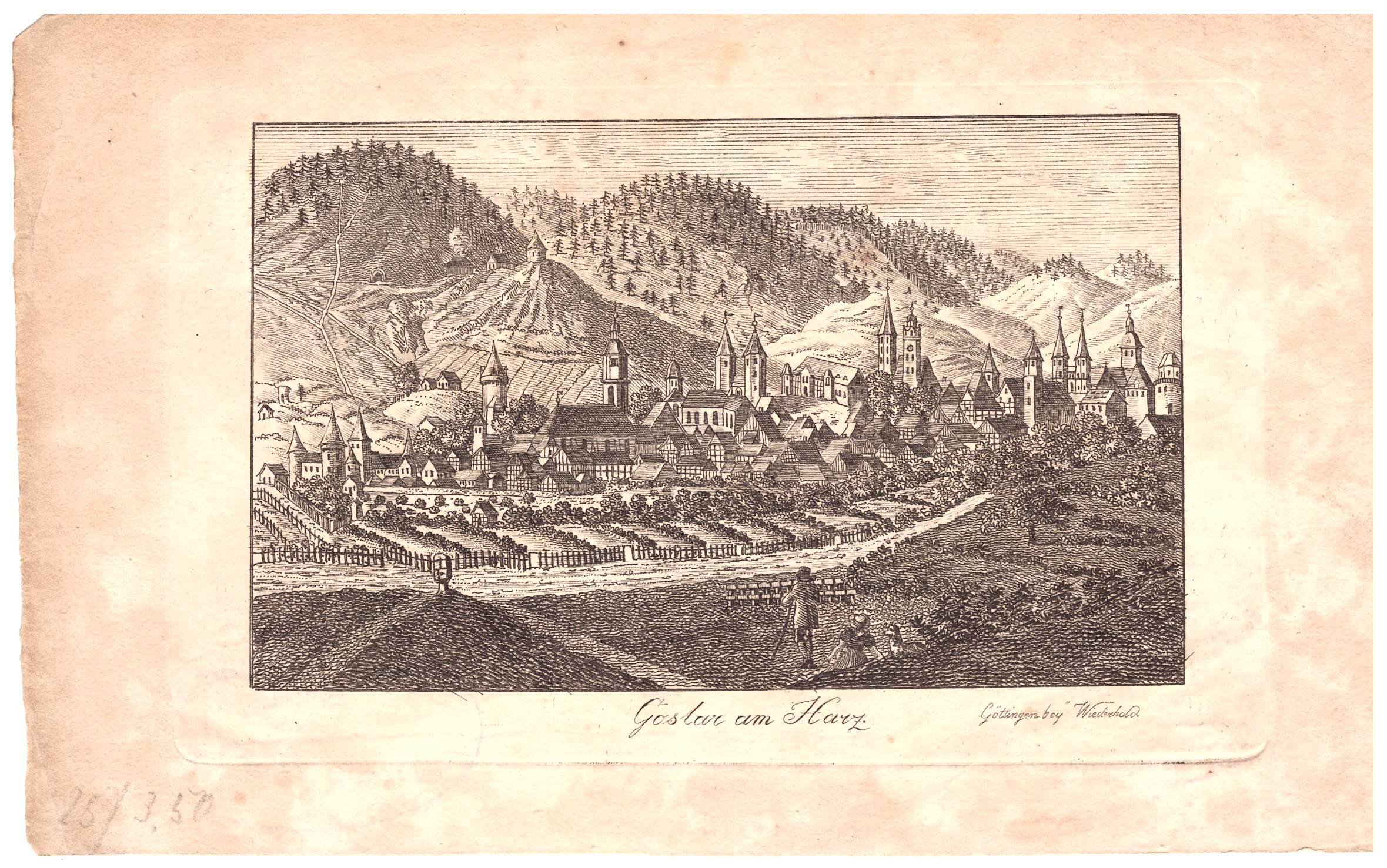 Goslar: Stadt von Nordosten, vor 1819 (Stammbuchblatt) (Schloß Wernigerode GmbH RR-F)