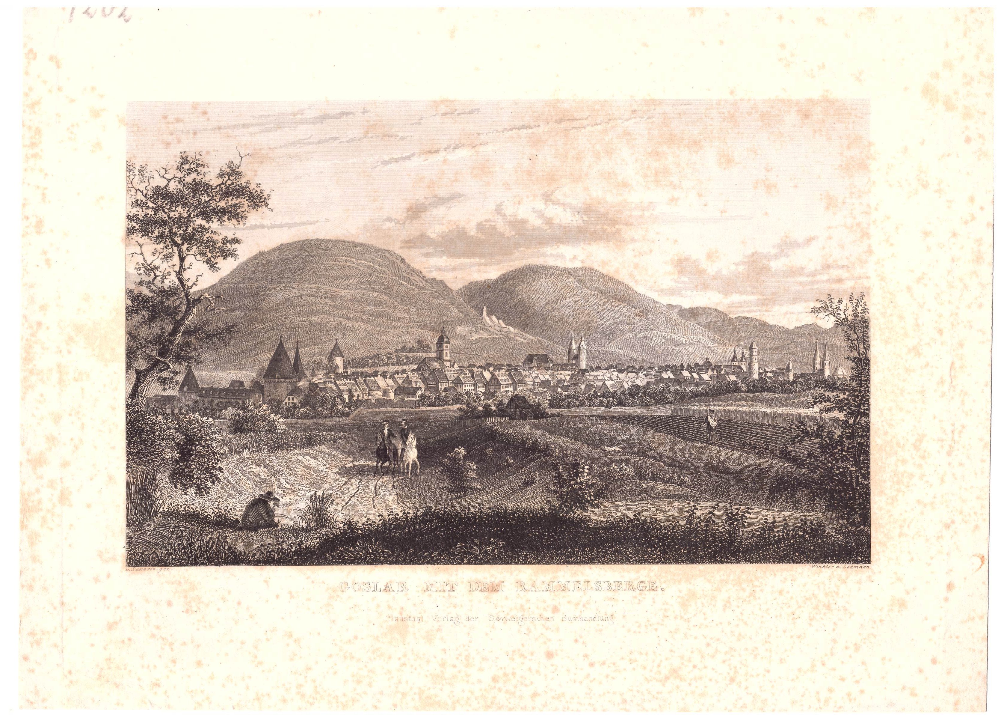 Goslar: Stadt von Nordosten, 1844 (aus: Schweiger "Harz-Panorama) (Schloß Wernigerode GmbH RR-F)