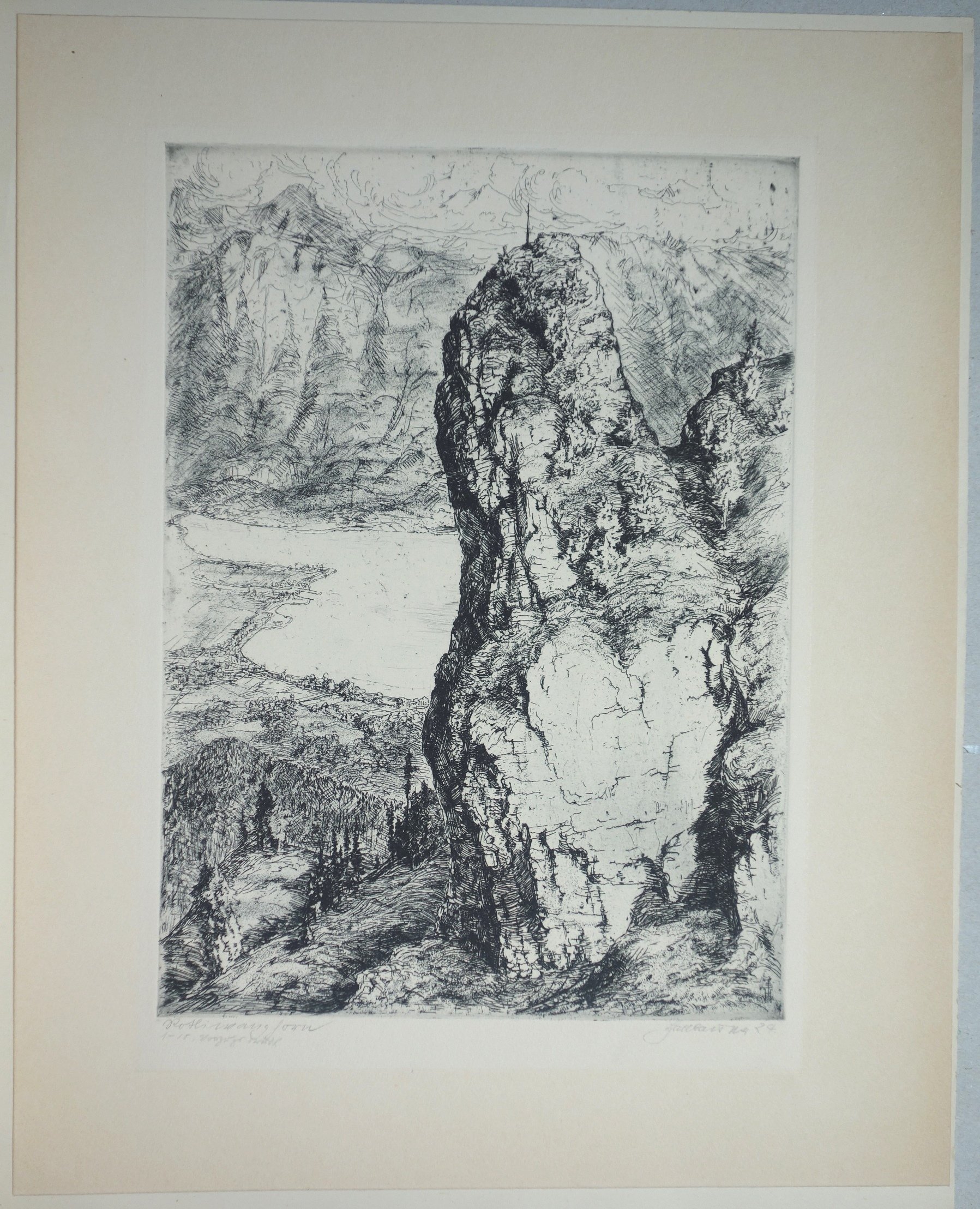 Schweizer Alpen: Roriwanghorn mit dem Brienzer See, von Christian Hallbauer, 1924 (o. Nr.) (Schloß Wernigerode GmbH RR-F)
