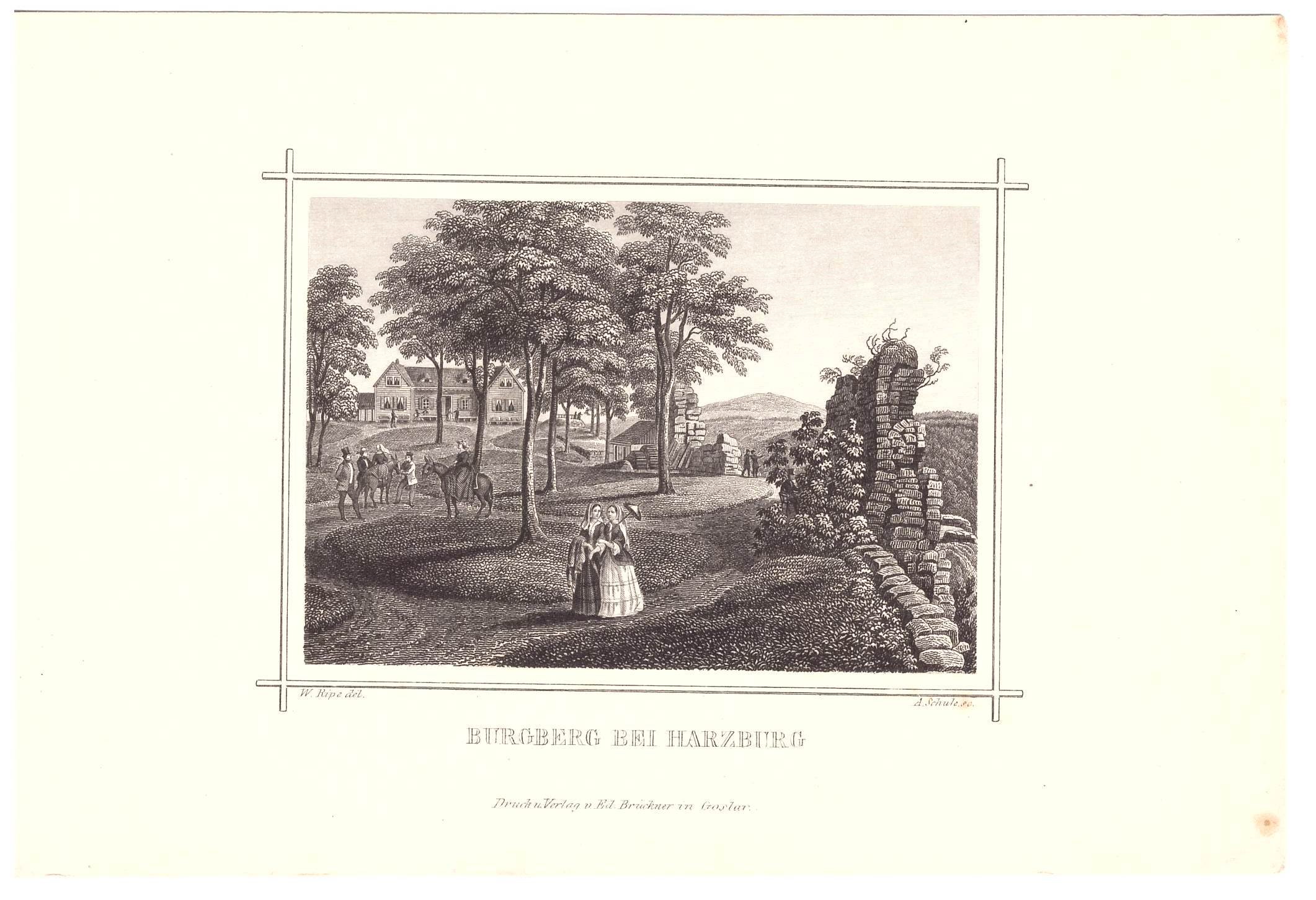 Bad Harzburg: Blick von der Harzburg zum Brocken, 1864 (aus: Brückner "Erinnerung an Harzburg") (Schloß Wernigerode GmbH RR-F)