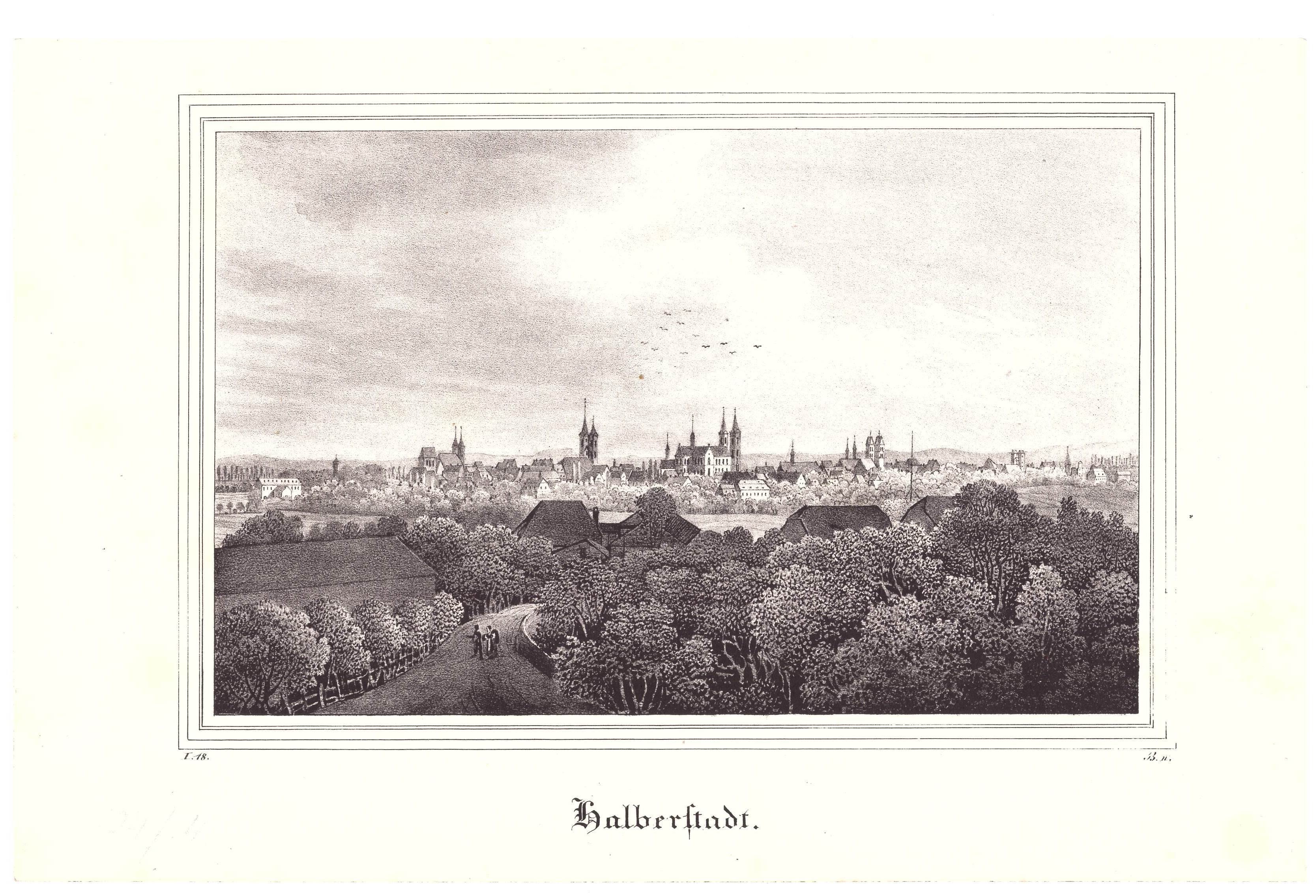 Halberstadt: Stadt vom Bullerberg, 1838 (aus: Pietzsch "Borussia") (Schloß Wernigerode GmbH RR-F)